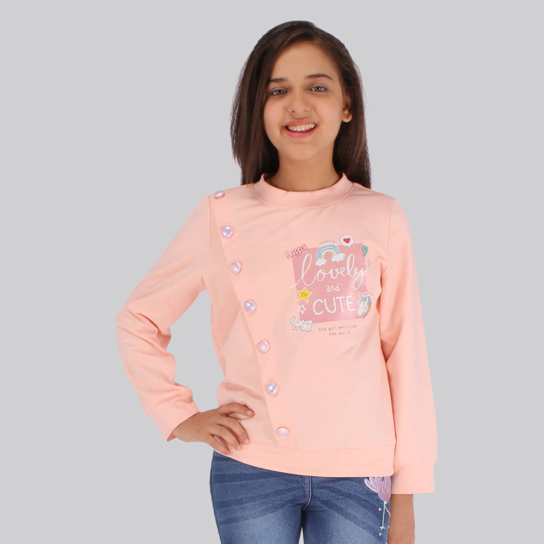     			Cutecumber Pack of 1 Girls Cotton Blend Top ( Peach )