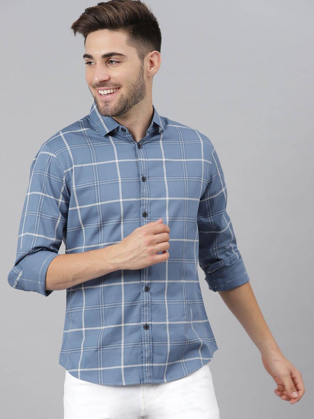    			Dennis Lingo - Blue 100% Cotton Slim Fit Men's Casual Shirt ( Pack of 1 )