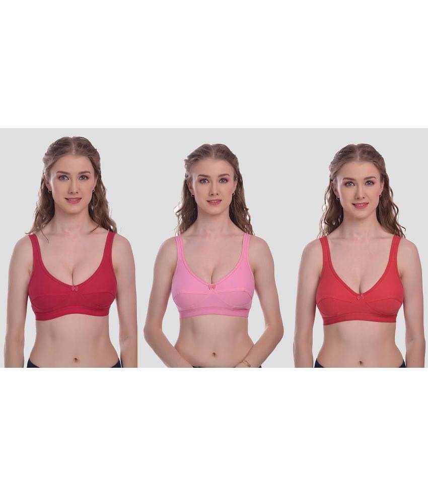 Elina Pack of 3 Cotton Non Padded Women's T-Shirt Bra ( Multicolor )     			Elina Pack of 3 Cotton Non Padded Women's T-Shirt Bra ( Multicolor )