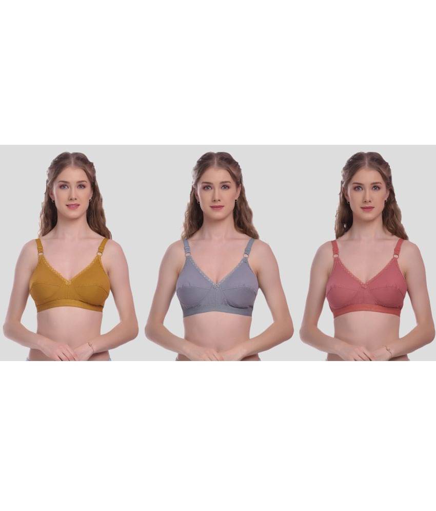 Elina Pack of 3 Cotton Non Padded Women's Everyday Bra ( Multicolor )     			Elina Pack of 3 Cotton Non Padded Women's Everyday Bra ( Multicolor )