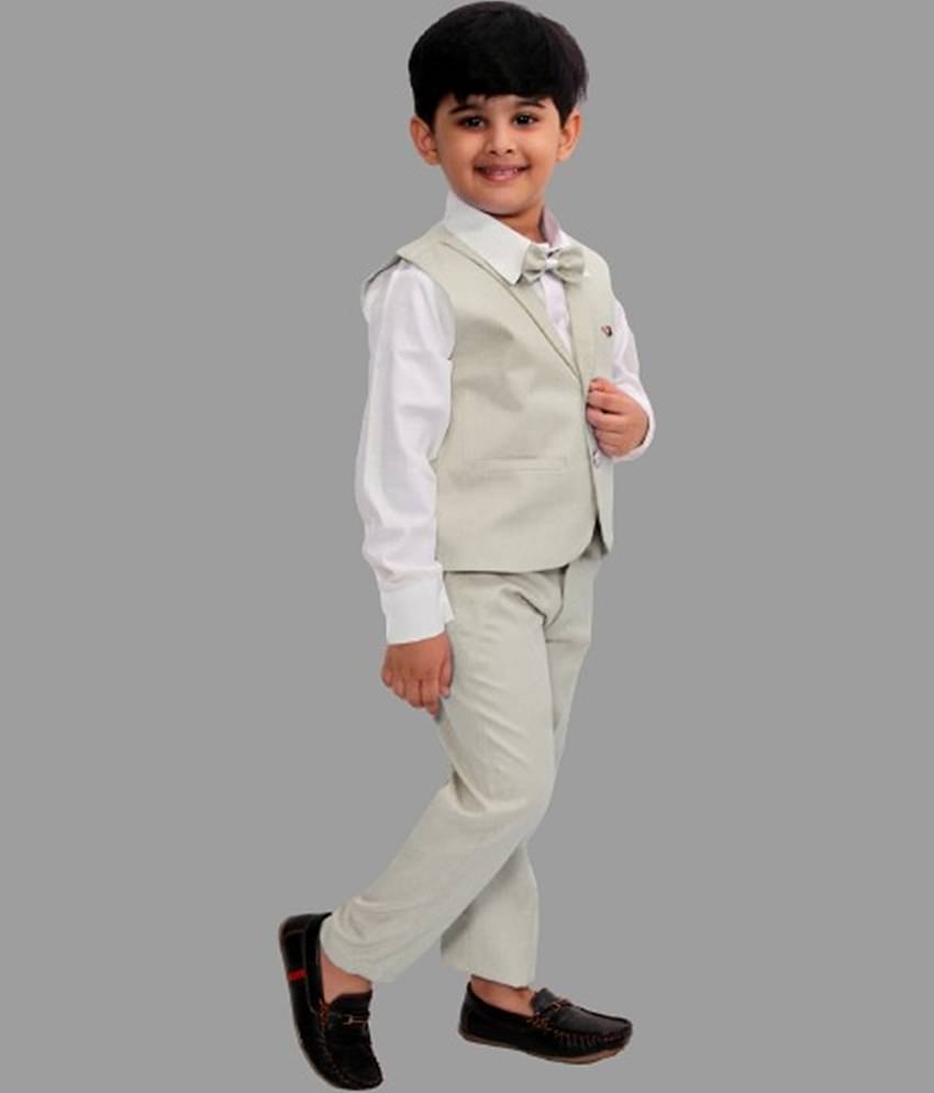 Fourfolds Pack of 1 Boys Cotton Blend Shirt & Pants ( Black )