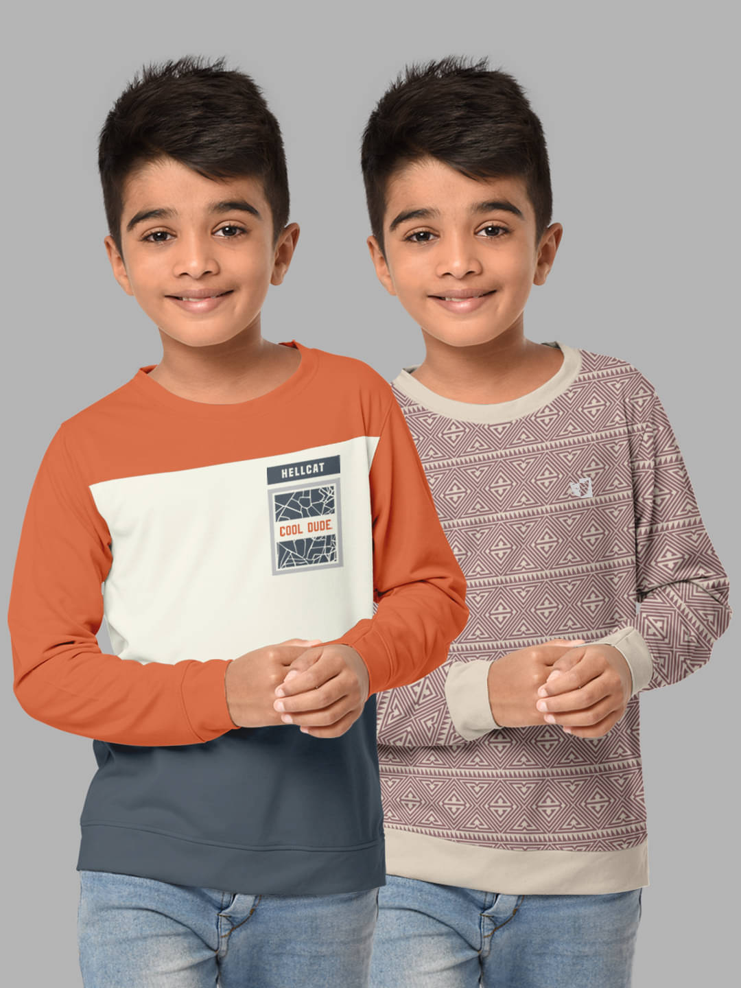     			HELLCAT Pack of 2 Boys Cotton Blend Sweatshirt ( Multicolor1 )