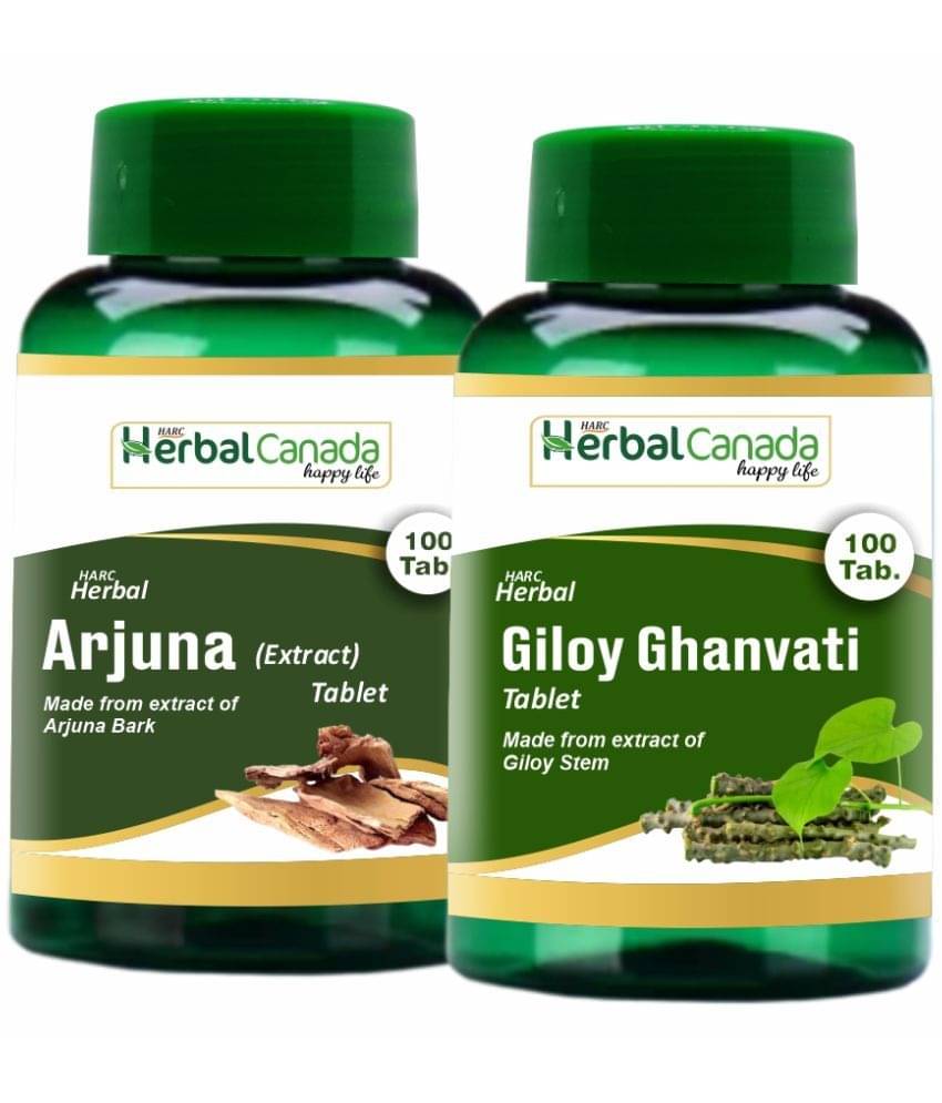 Herbal Canada Arjuna(100Tab) + Giloy (100Tab) Tablet 200 No.S Pack of 2 Herbal Canada Arjuna(100Tab) + Giloy (100Tab) Tablet 200 No.S Pack of 2