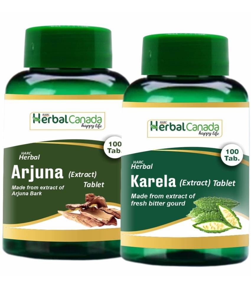 Herbal Canada Arjuna(100Tab) + Karela(100Tab) Tablet 200 No.S Pack of 2 Herbal Canada Arjuna(100Tab) + Karela(100Tab) Tablet 200 No.S Pack of 2