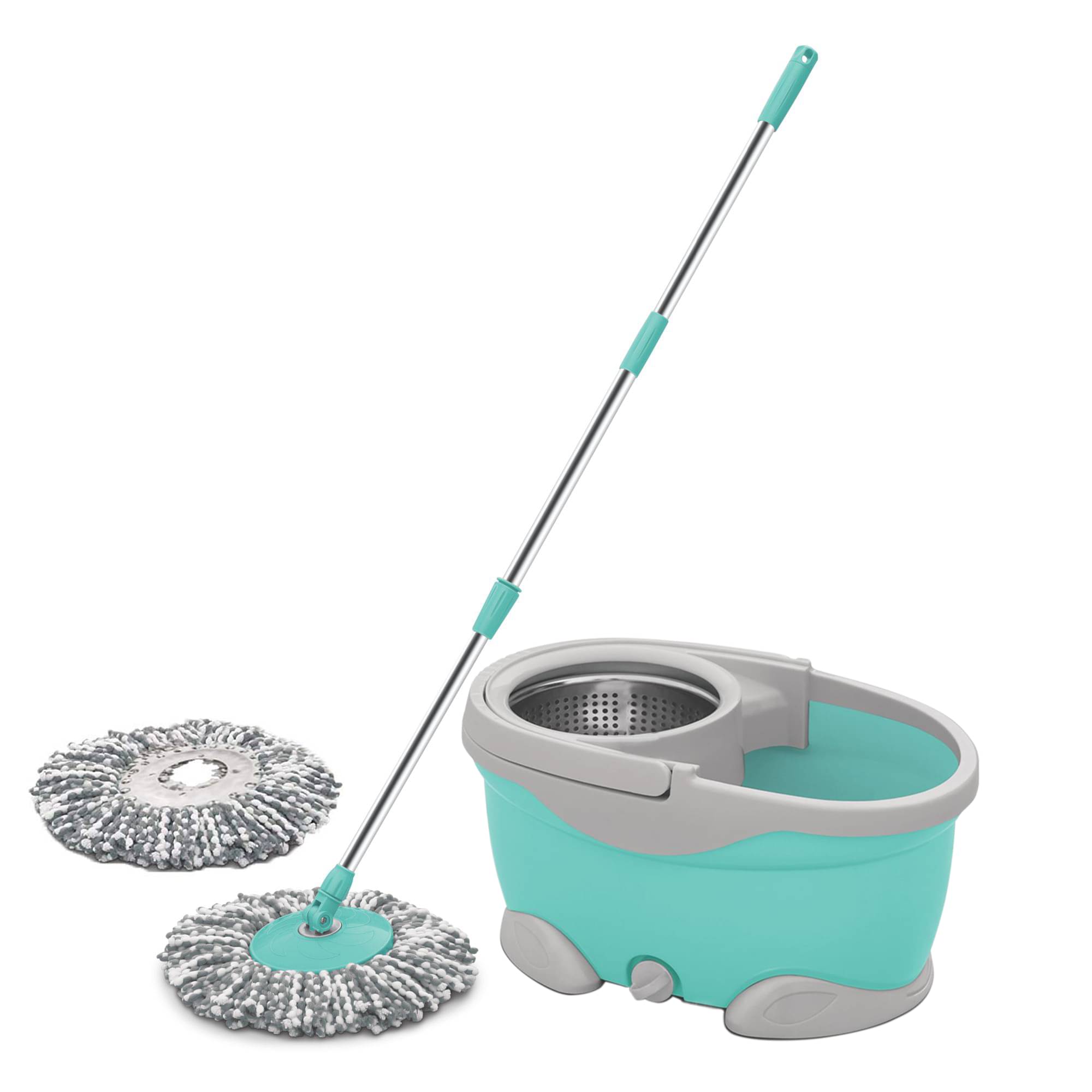     			Spotzero By Milton Swift Spin Mop With Four Wheels , Aqua Green (Steel Wringer, 2 Refills)