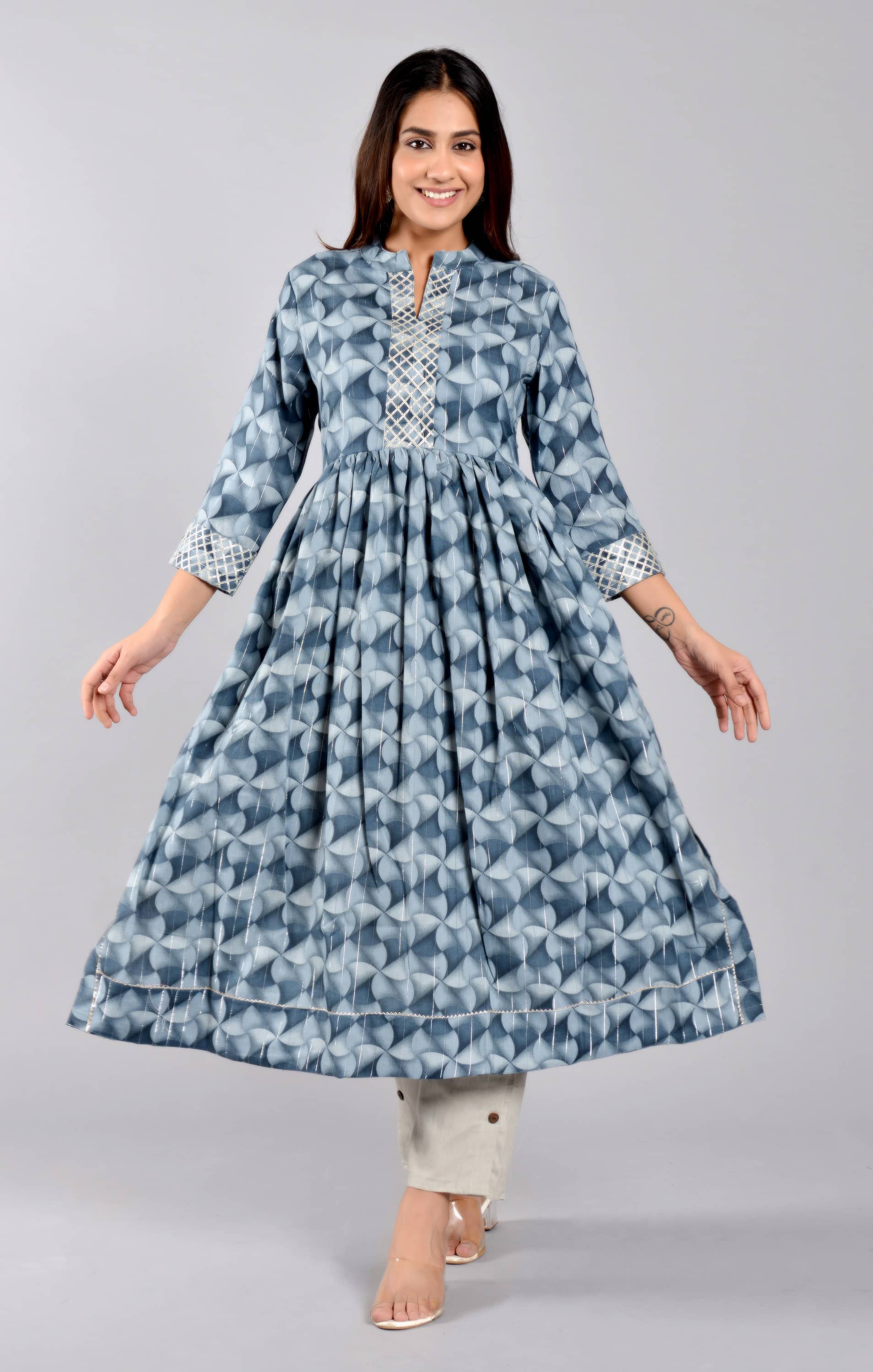 ZAMAISHA - Blue Rayon Women's A-line Kurti ( Pack of 1 ) - Kurtis, Tunics | Buy online on ZillyBuy