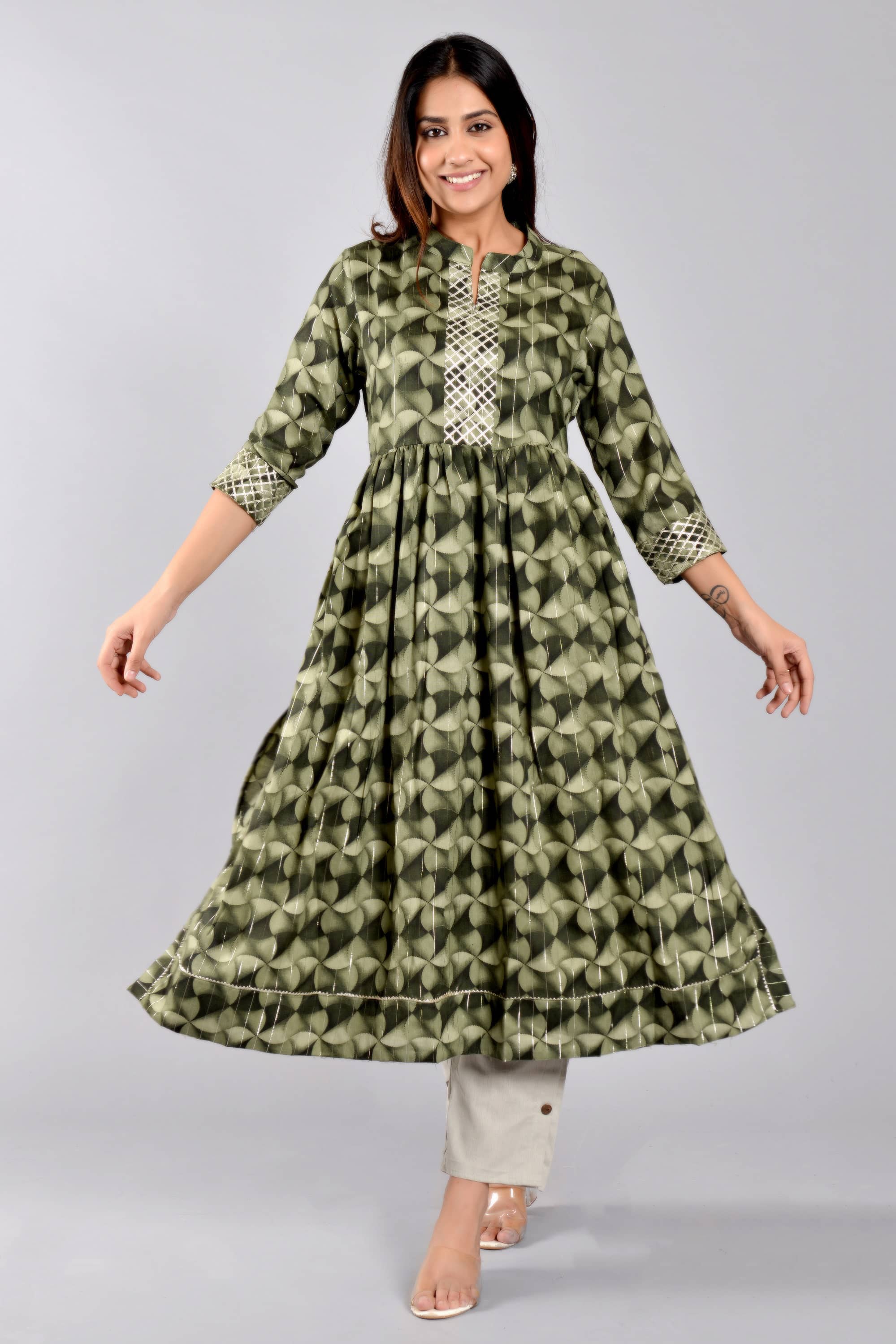 ZAMAISHA - Green Rayon Women's A-line Kurti ( Pack of 1 ) - Kurtis, Tunics | Buy online on ZillyBuy