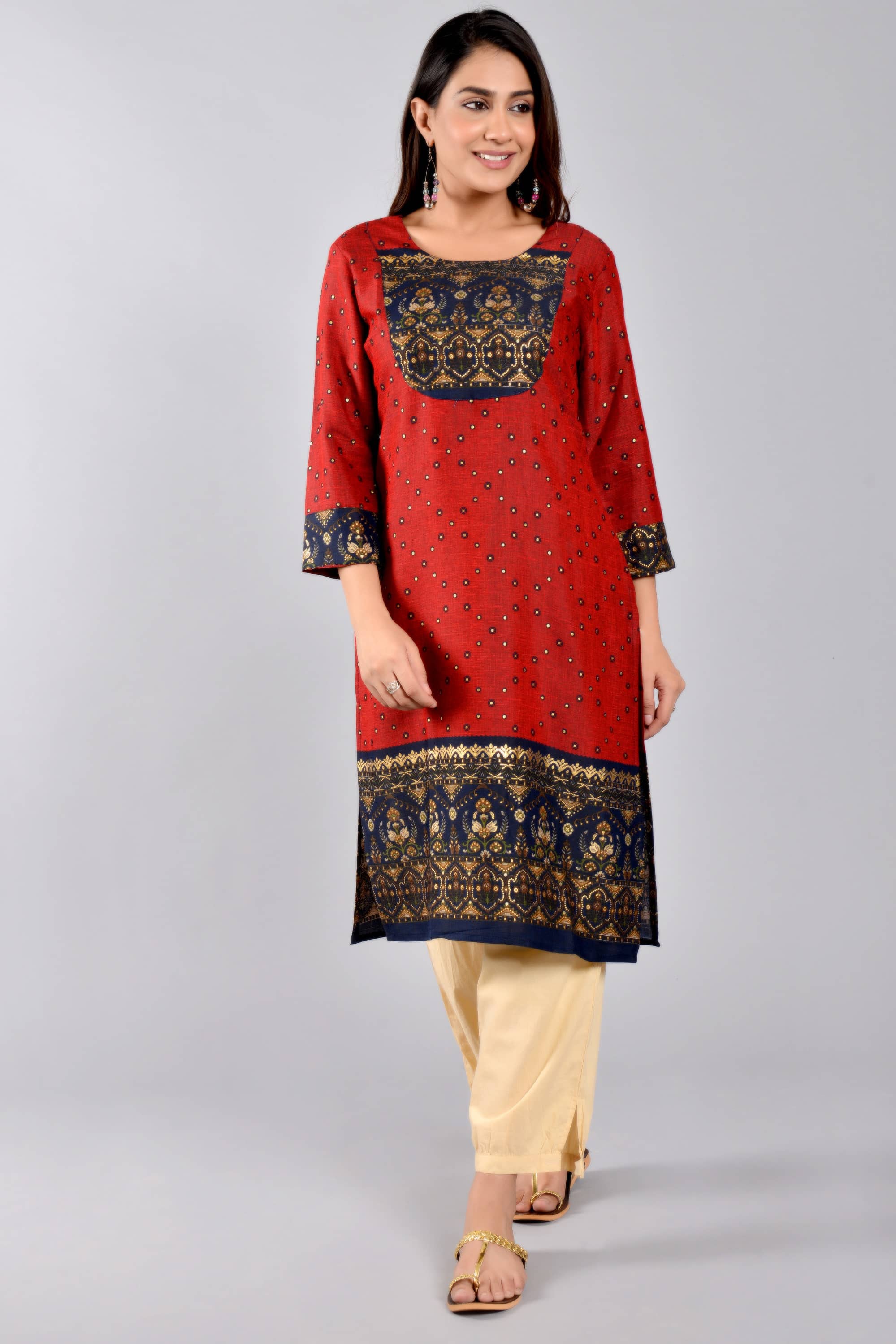 ZAMAISHA - Maroon Rayon Women's Straight Kurti ( Pack of 1 ) - Kurtis, Tunics | Buy online on ZillyBuy