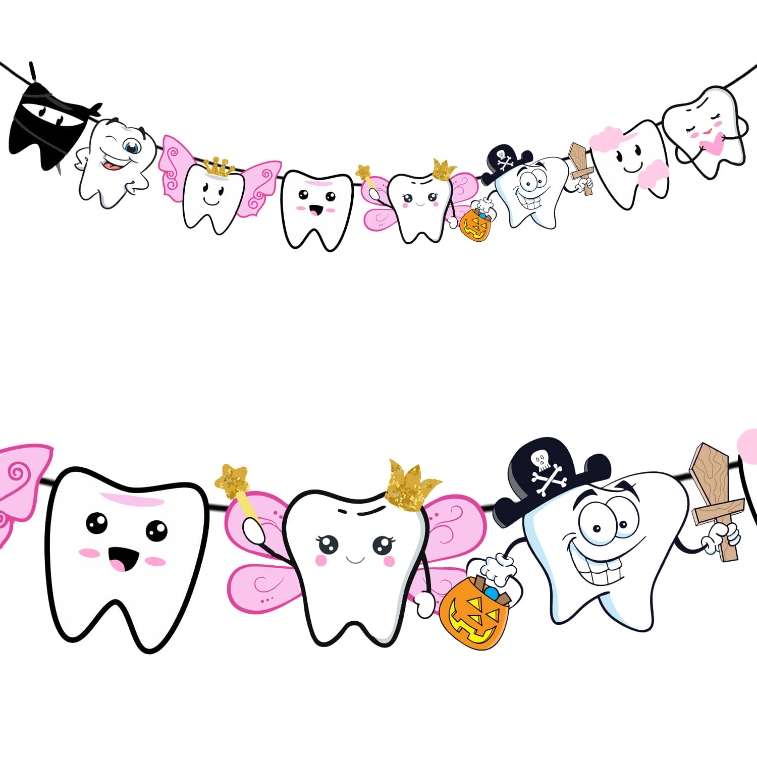     			Zyozi I Got My First Tooth Character Banner/I Got My First Tooth Decoration/I Got My 1st Tooth Banner Bunting Banner (BABY GIRL)