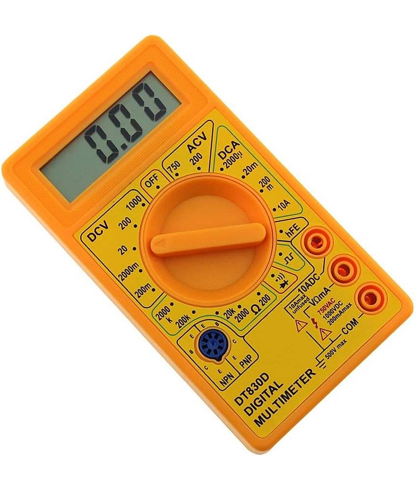 Aldeco Digital Yellow Multimeter LCD AC DC Measuring Voltage Current. Output Voltage Ampere Ohm Tester Probe DC AC LCD Overload Protection.