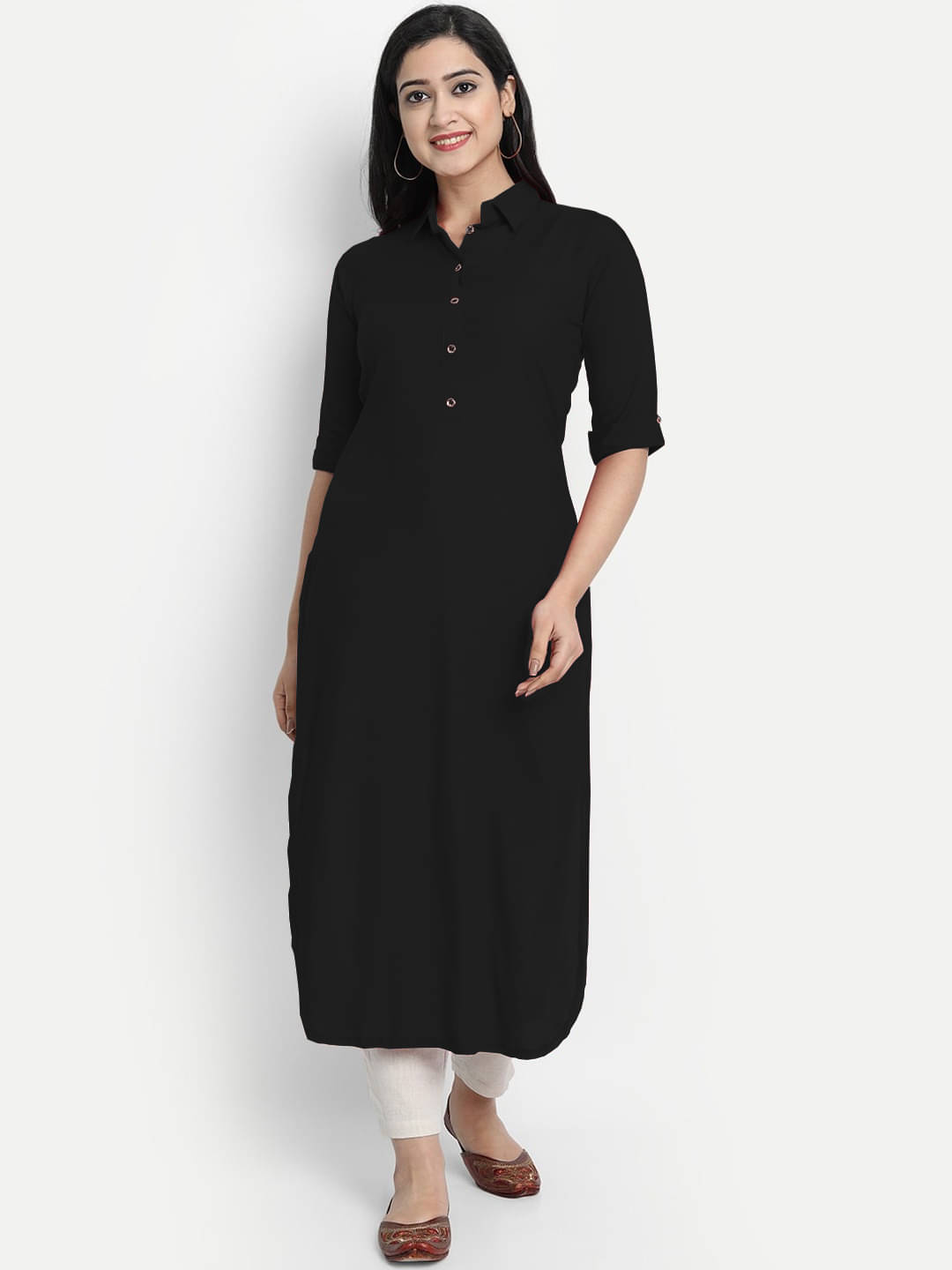     			CARTSHOPY - Black Rayon Women's Straight Kurti ( Pack of 1 )