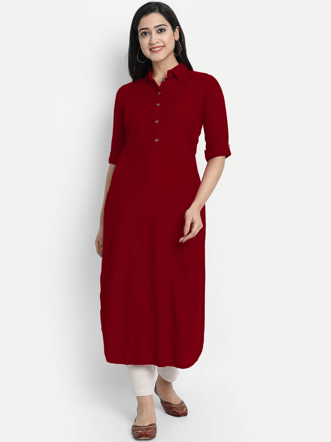     			CARTSHOPY - Maroon Rayon Women's Straight Kurti ( Pack of 1 )