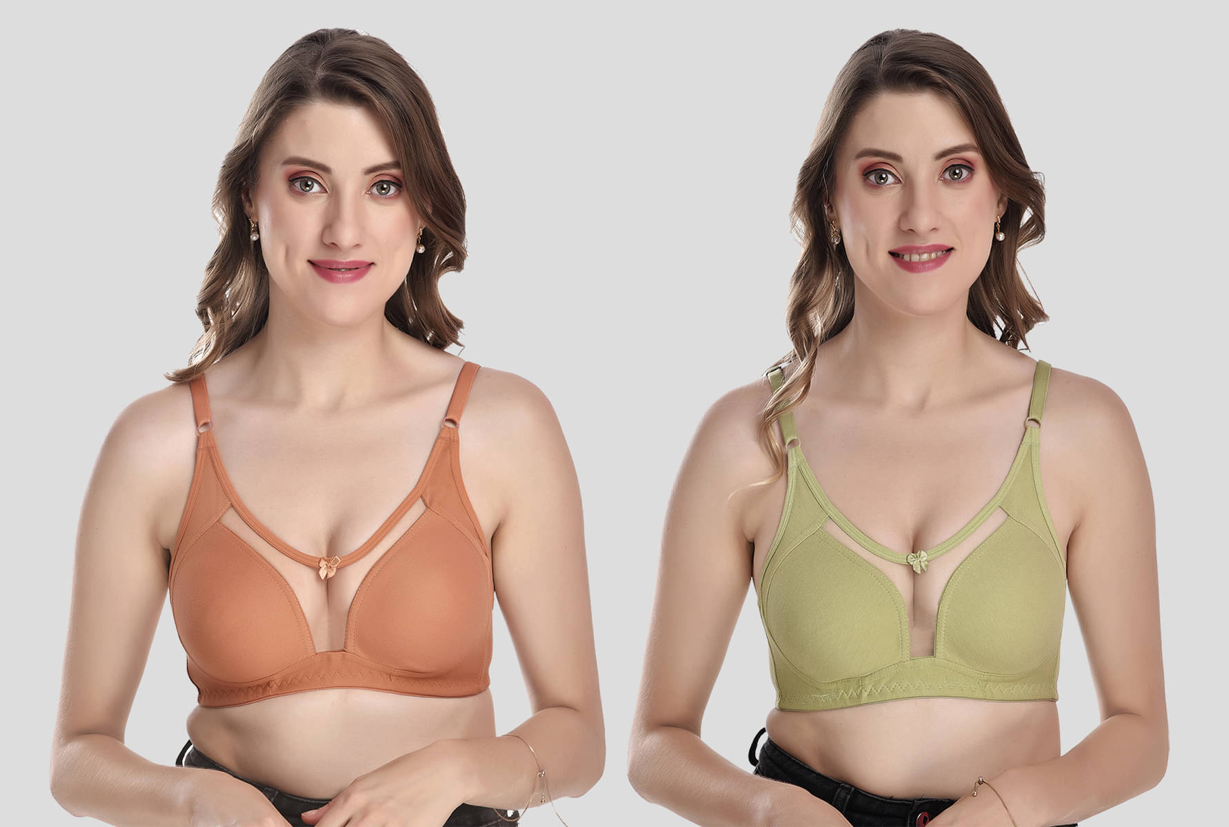     			Elina Pack of 2 Cotton Non Padded Women's T-Shirt Bra ( Fluorescent Green )