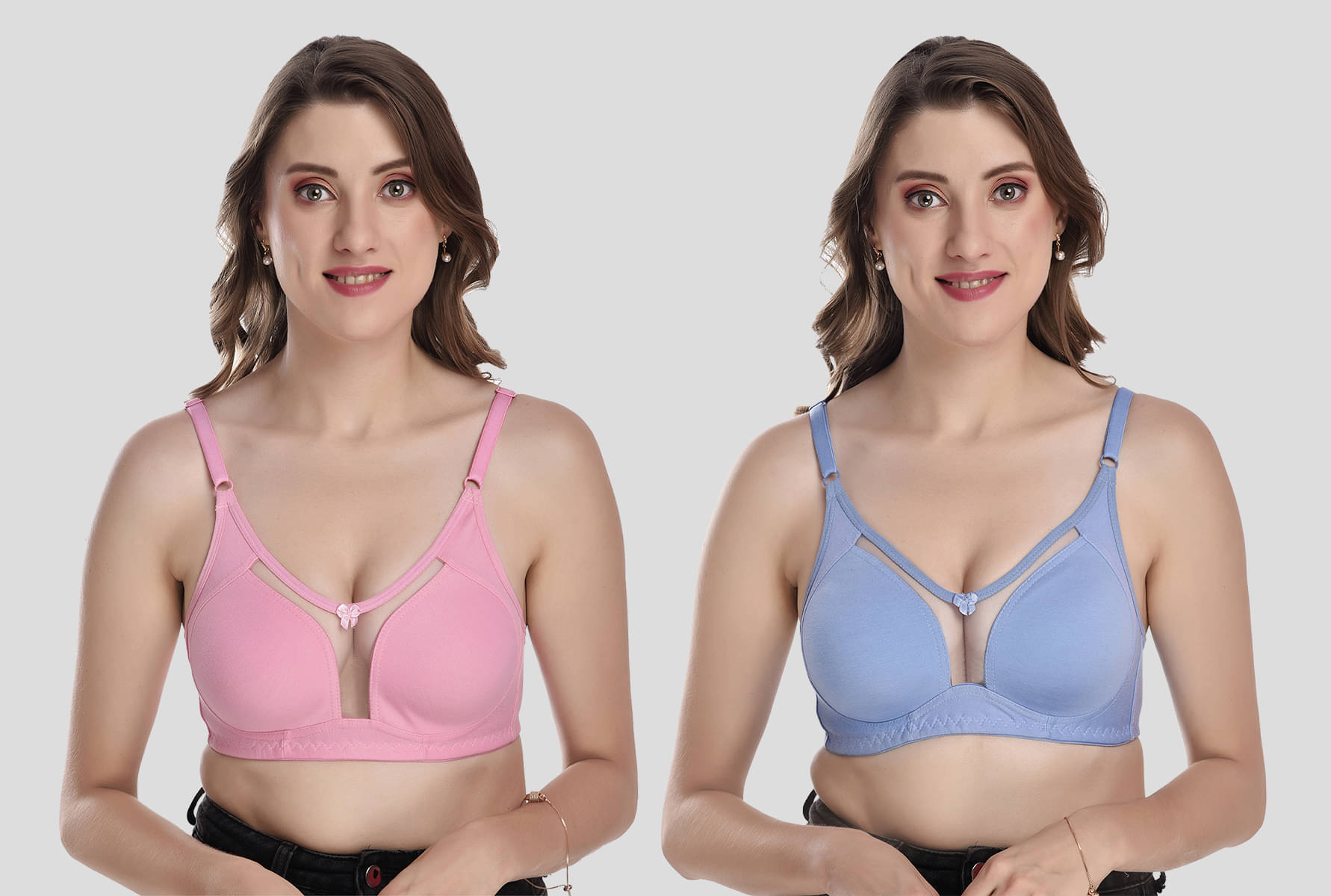     			Elina Pack of 2 Cotton Non Padded Women's T-Shirt Bra ( Light Blue )