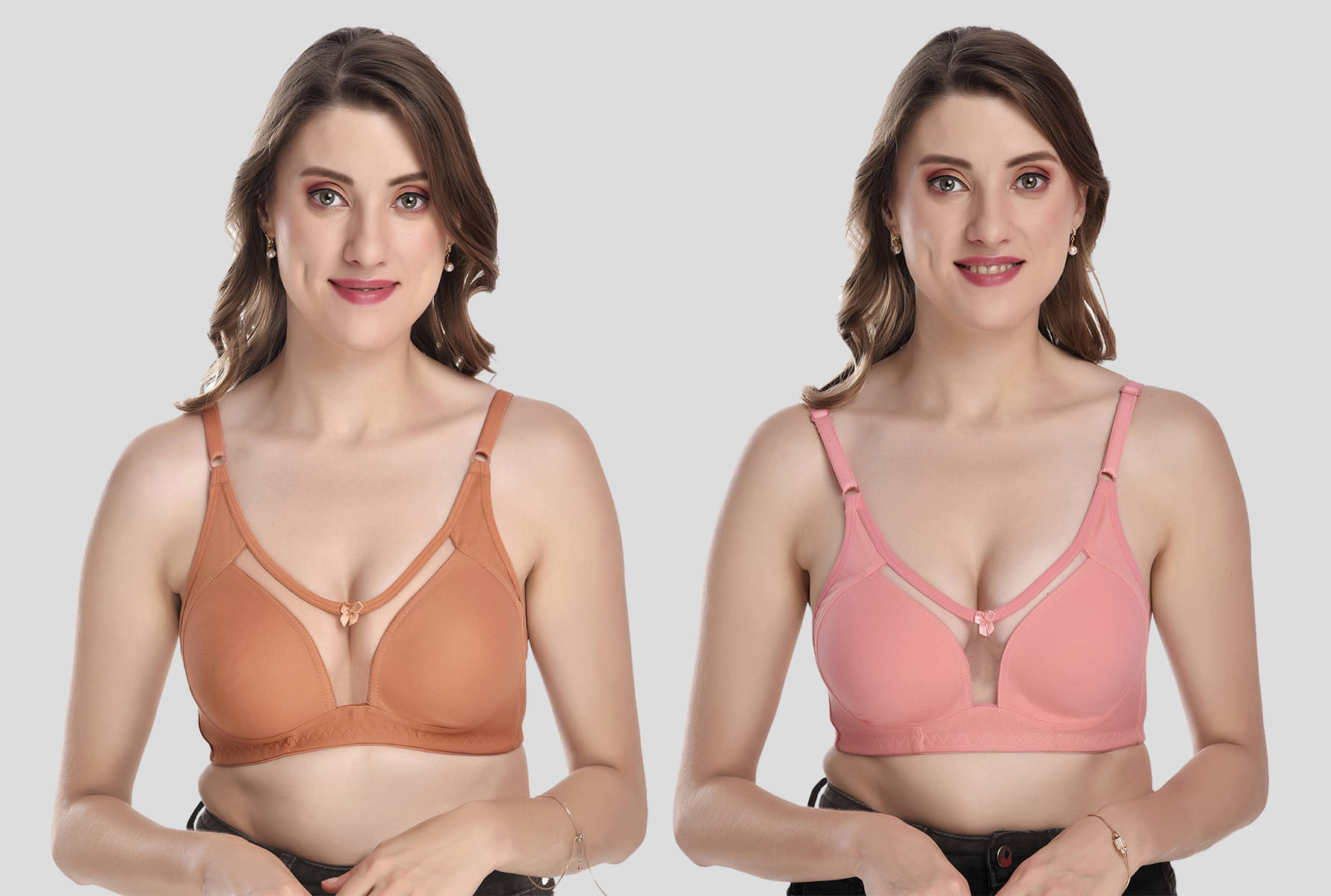 Elina Pack of 2 Cotton Non Padded Women's T-Shirt Bra ( Peach ) Elina Pack of 2 Cotton Non Padded Women's T-Shirt Bra ( Peach )