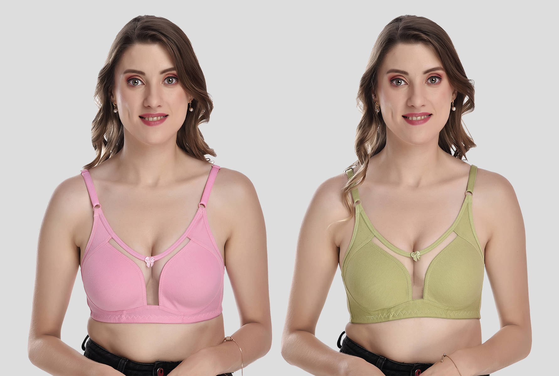     			Elina Pack of 2 Cotton Non Padded Women's T-Shirt Bra ( Turquoise )