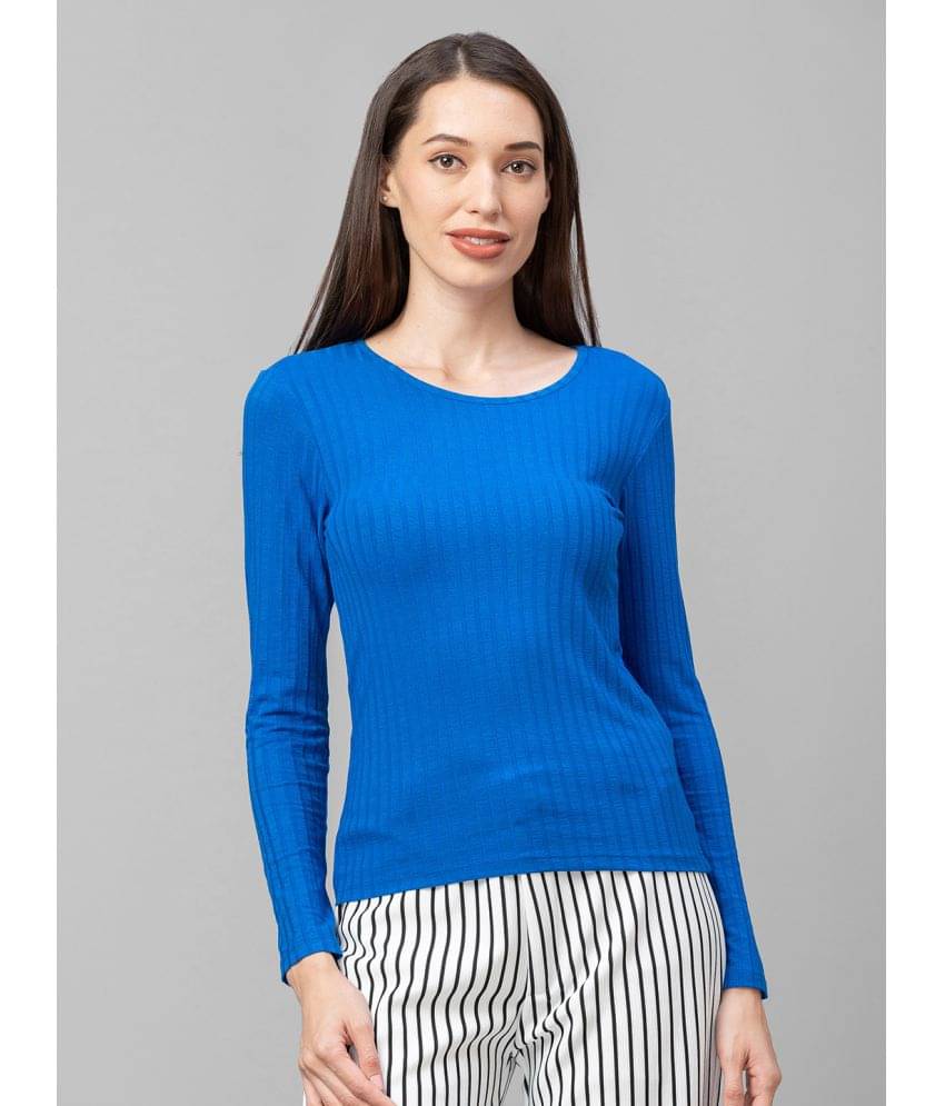 Globus - Blue Viscose Slim Fit Women's T-Shirt ( Pack of 1 ) Globus - Blue Viscose Slim Fit Women's T-Shirt ( Pack of 1 )