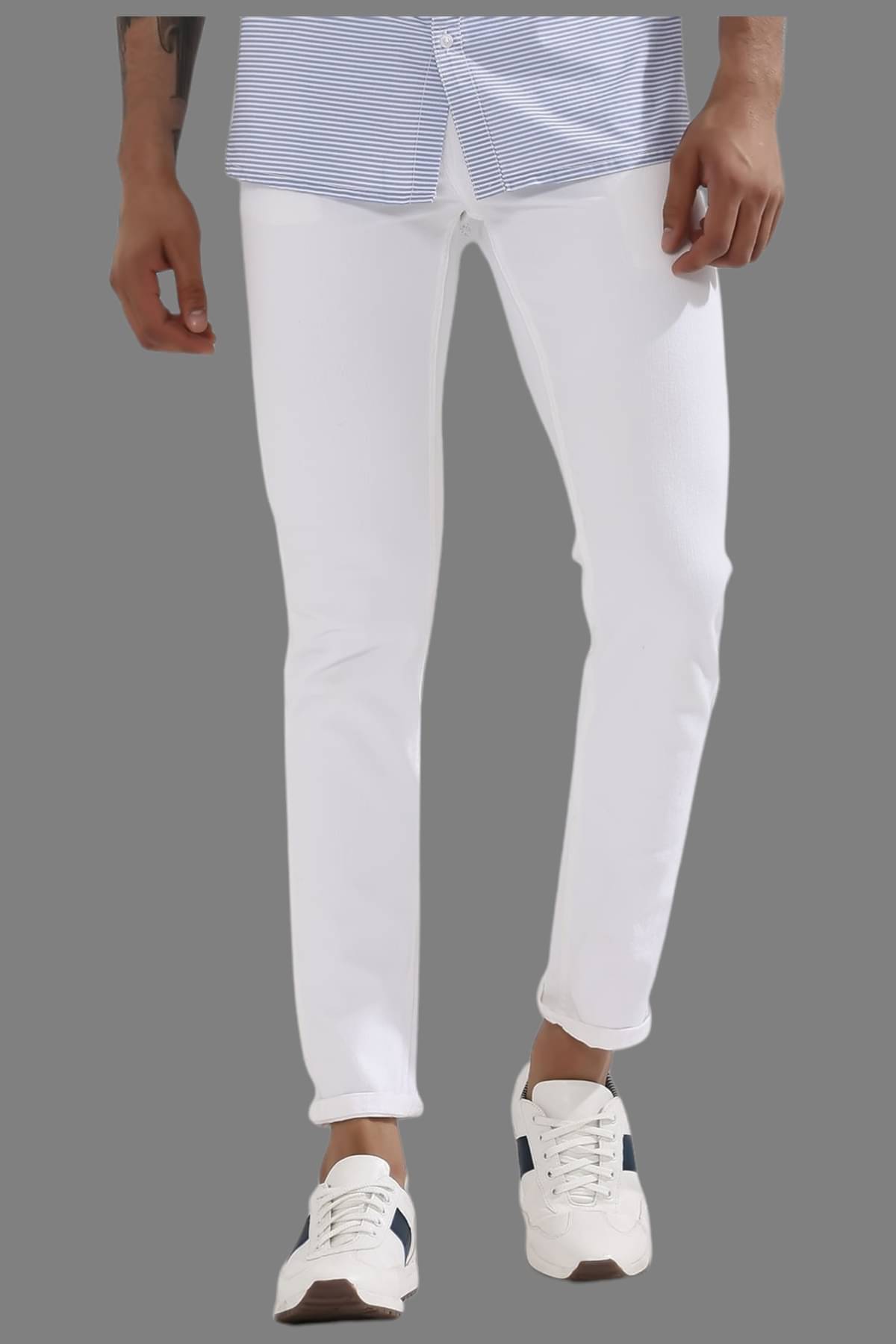     			HALOGEN - White Denim Skinny Fit Men's Jeans ( Pack of 1 )