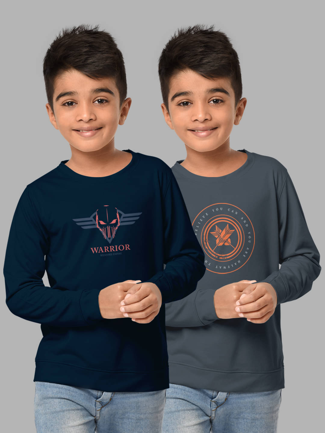     			HELLCAT Pack of 2 Boys Cotton Blend Sweatshirt ( Multicolor )