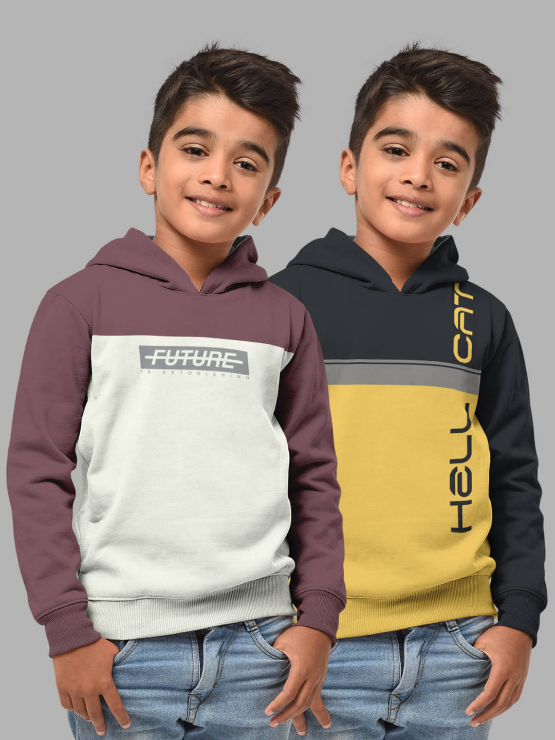     			HELLCAT Pack of 2 Boys Cotton Blend Sweatshirt ( Multicolor1 )