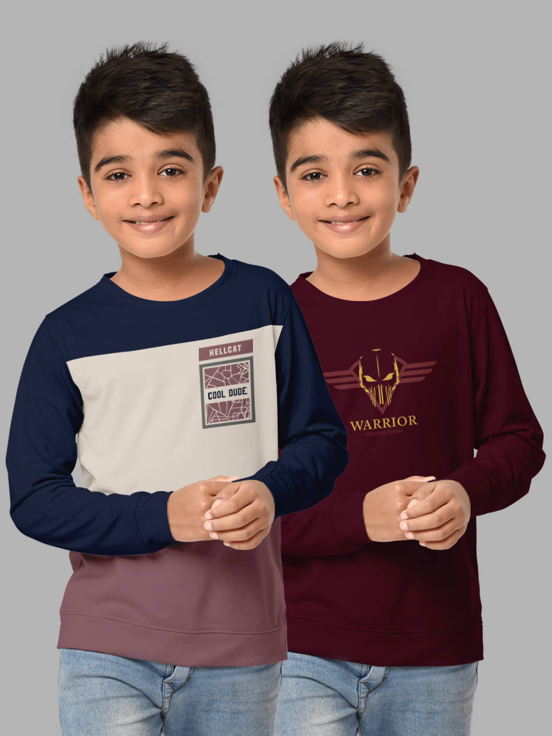     			HELLCAT Pack of 2 Boys Cotton Blend Sweatshirt ( Multicolor2 )