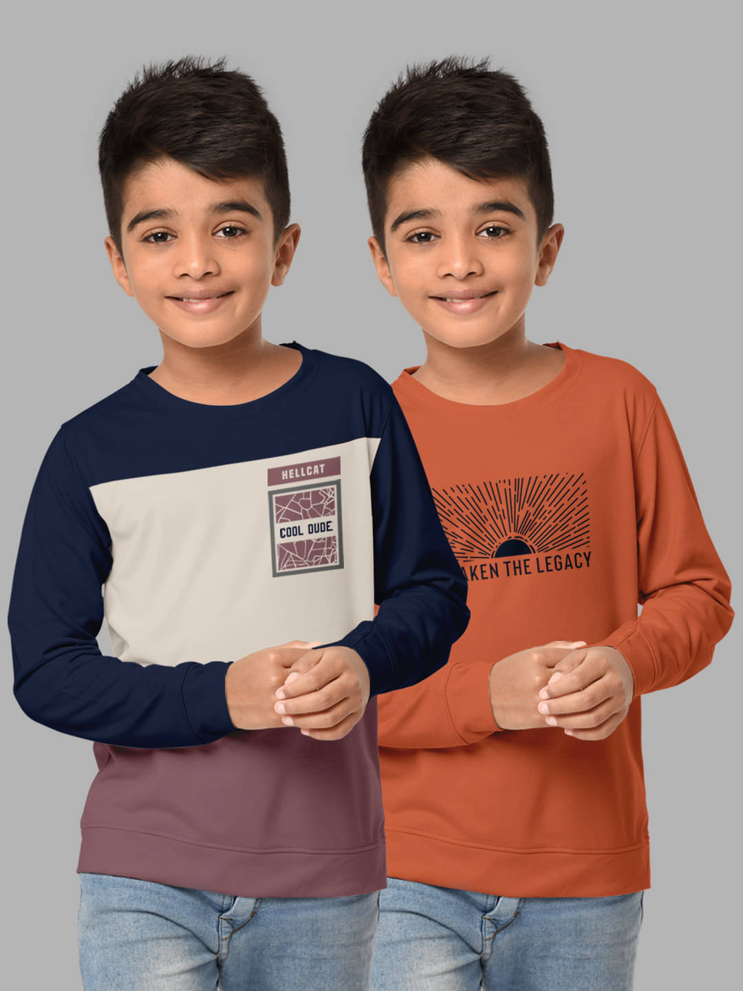     			HELLCAT Pack of 2 Boys Cotton Blend Sweatshirt ( Multicolor8 )