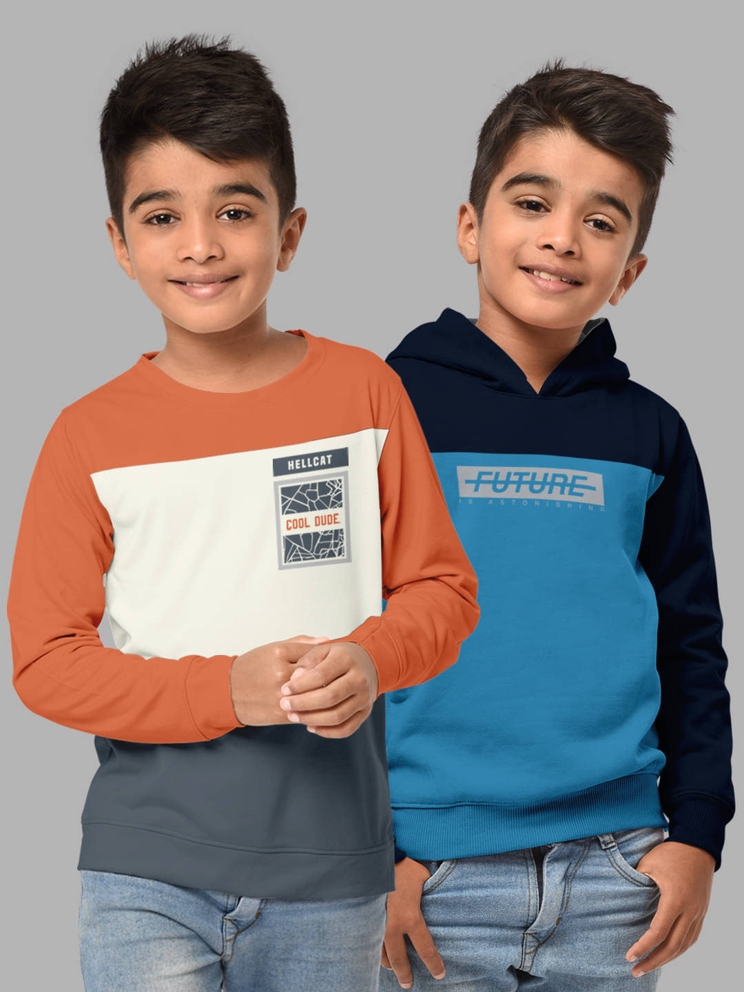     			HELLCAT Pack of 2 Boys Cotton Blend Sweatshirt ( Multicolor1 )