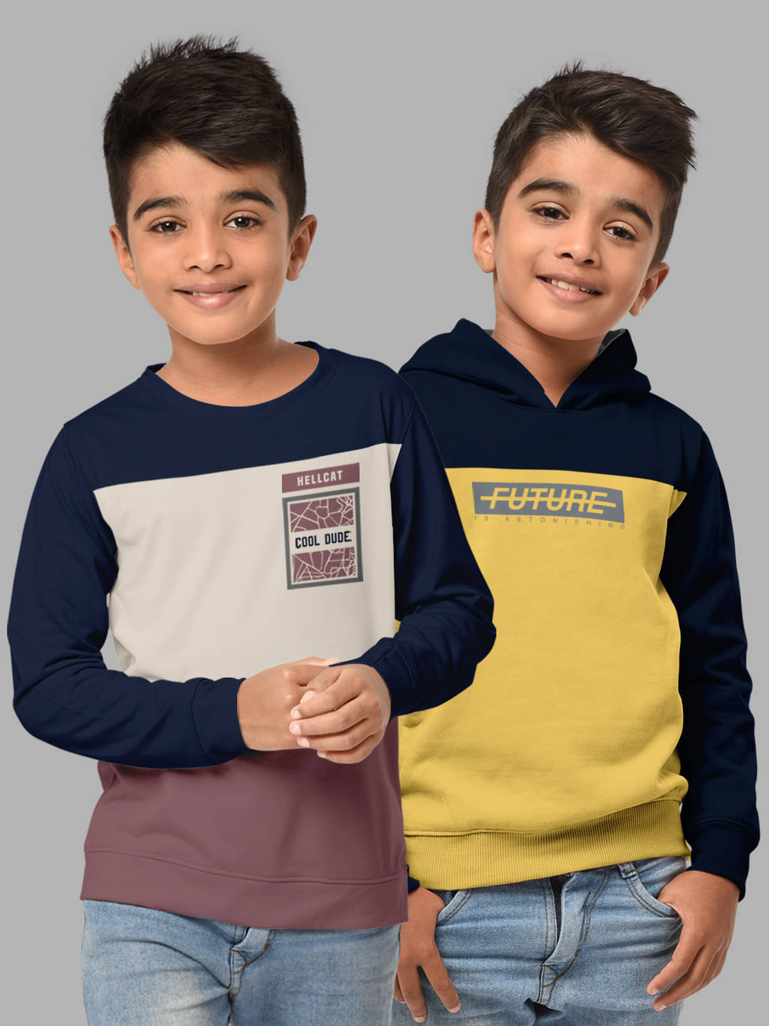    			HELLCAT Pack of 2 Boys Cotton Blend Sweatshirt ( Multicolor4 )