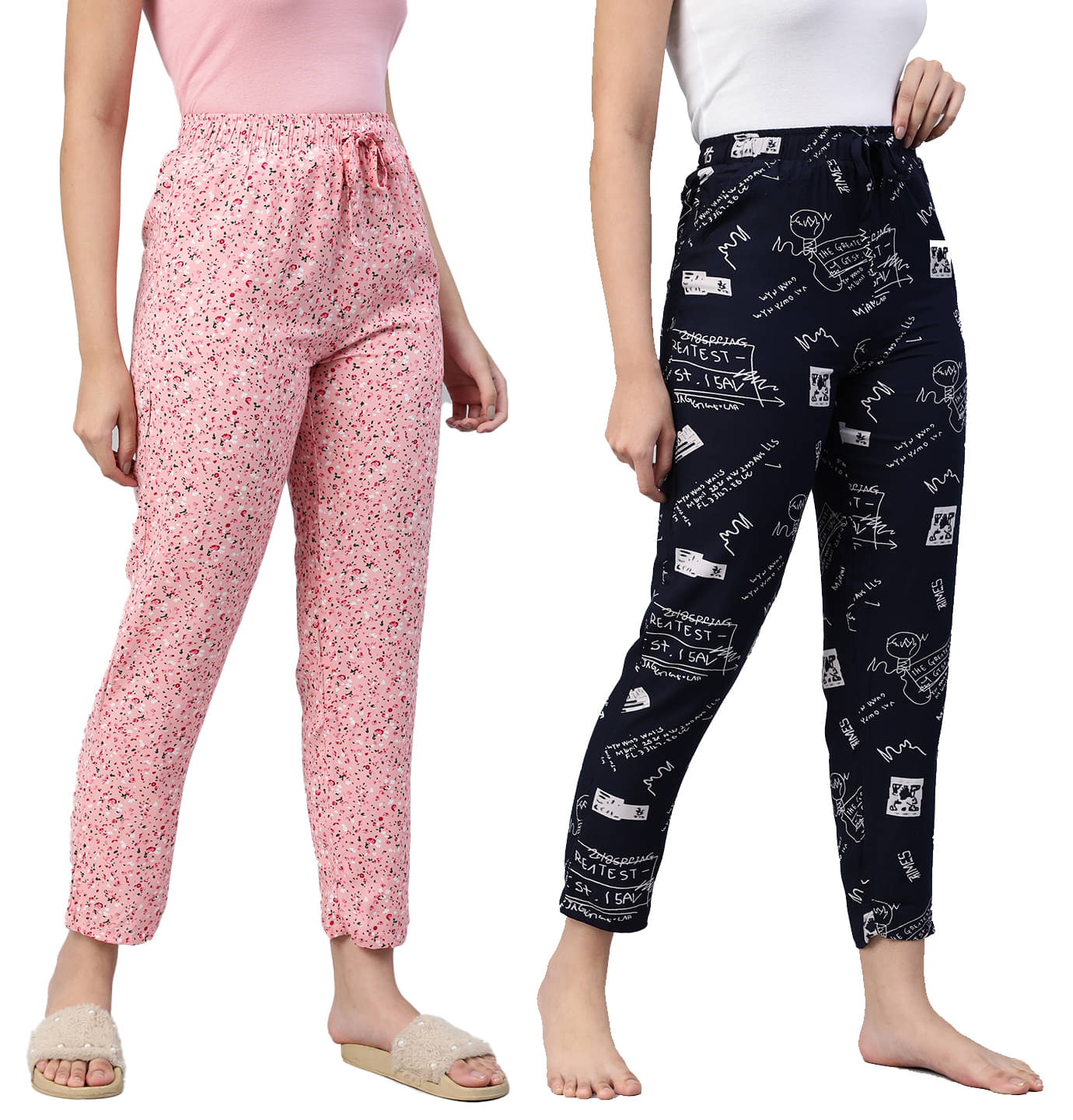     			LYRA Multi Color Cotton Women's Nightwear Pyjama ( Pack of 2 )