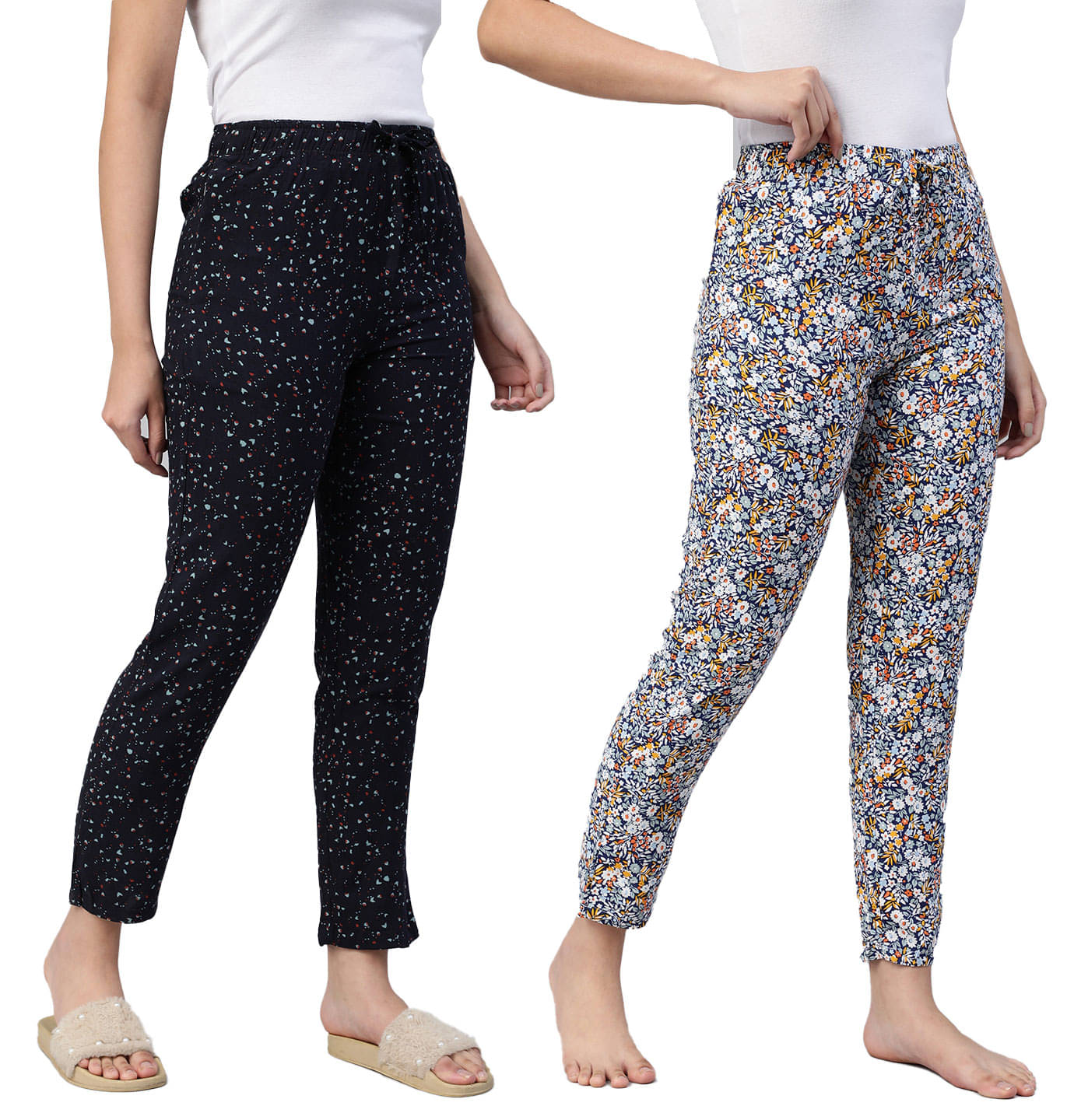     			LYRA Multi Color Cotton Women's Nightwear Pyjama ( Pack of 2 )