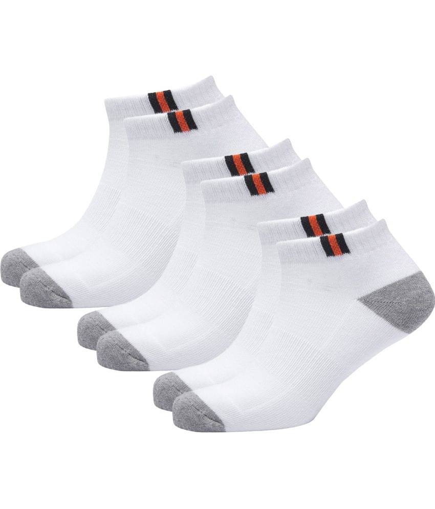 WILDSTUFF - Cotton Men's Colorblock White Ankle Length Socks ( Pack of 3 ) WILDSTUFF - Cotton Men's Colorblock White Ankle Length Socks ( Pack of 3 )
