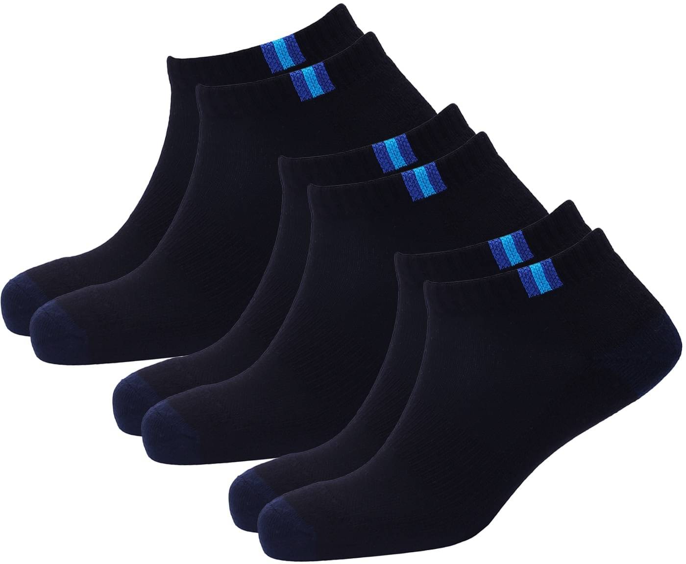     			WILDSTUFF - Cotton Men's Colorblock Blue Ankle Length Socks ( Pack of 3 )