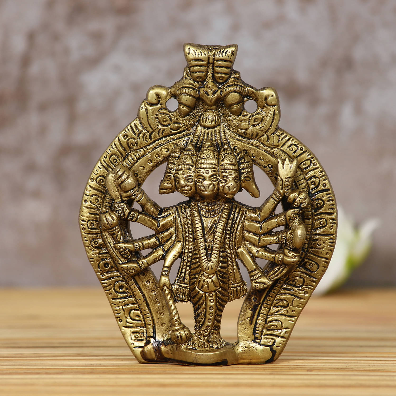     			eCraftIndia Gold-Toned Handcrafted Panchmukhi Lord Hanuman Showpiece