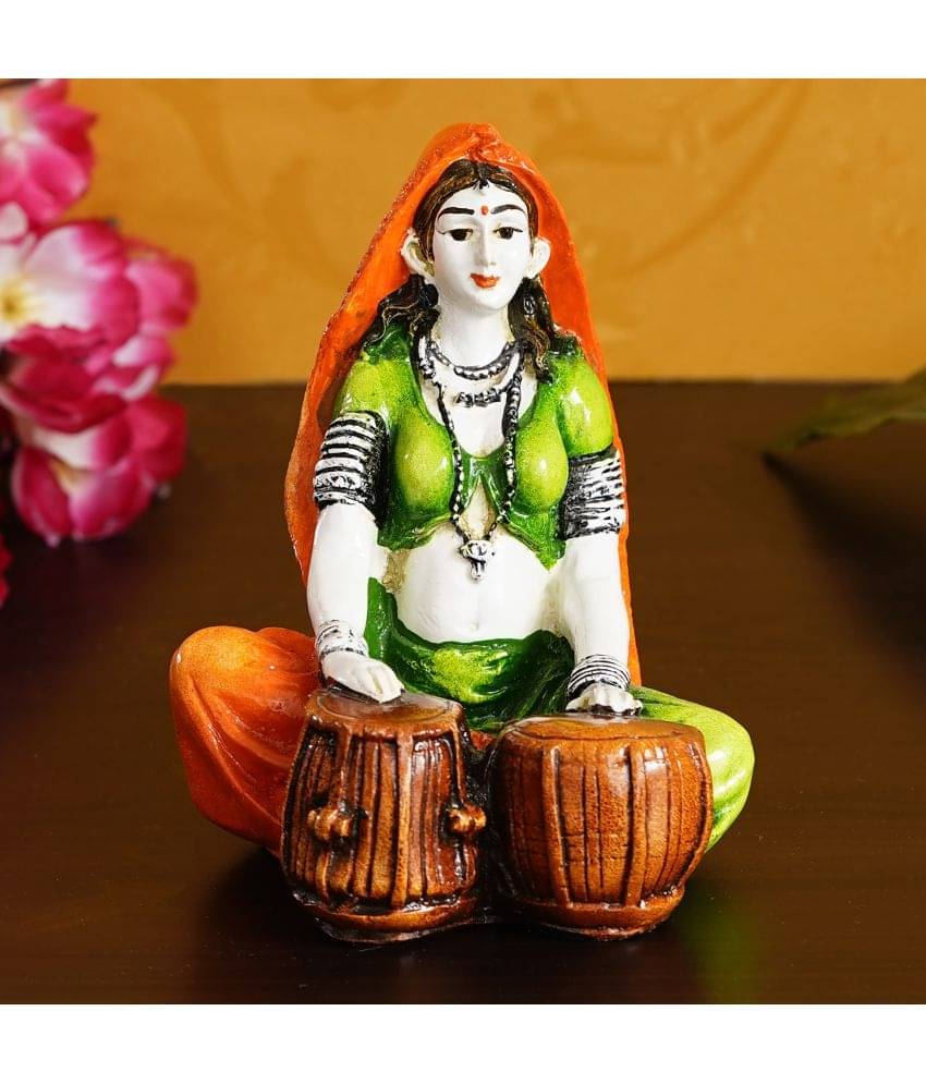     			eCraftIndia Green & White Handcrafted Rajasthani Lady Playing Tabla Showpiece