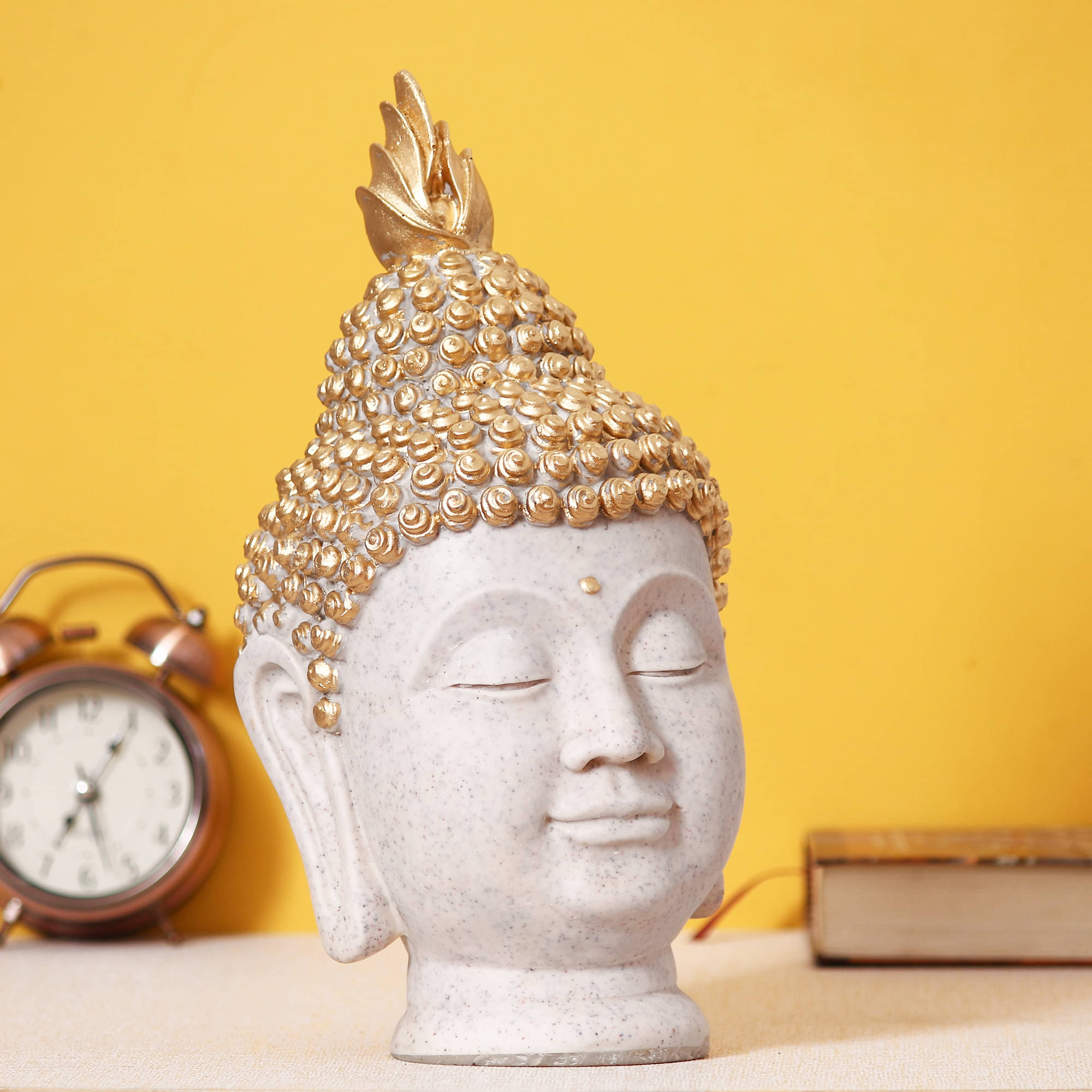 eCraftIndia Off-White & Gold-Toned Handcrafted Decorative Buddha Head Showpiece eCraftIndia Off-White & Gold-Toned Handcrafted Decorative Buddha Head Showpiece
