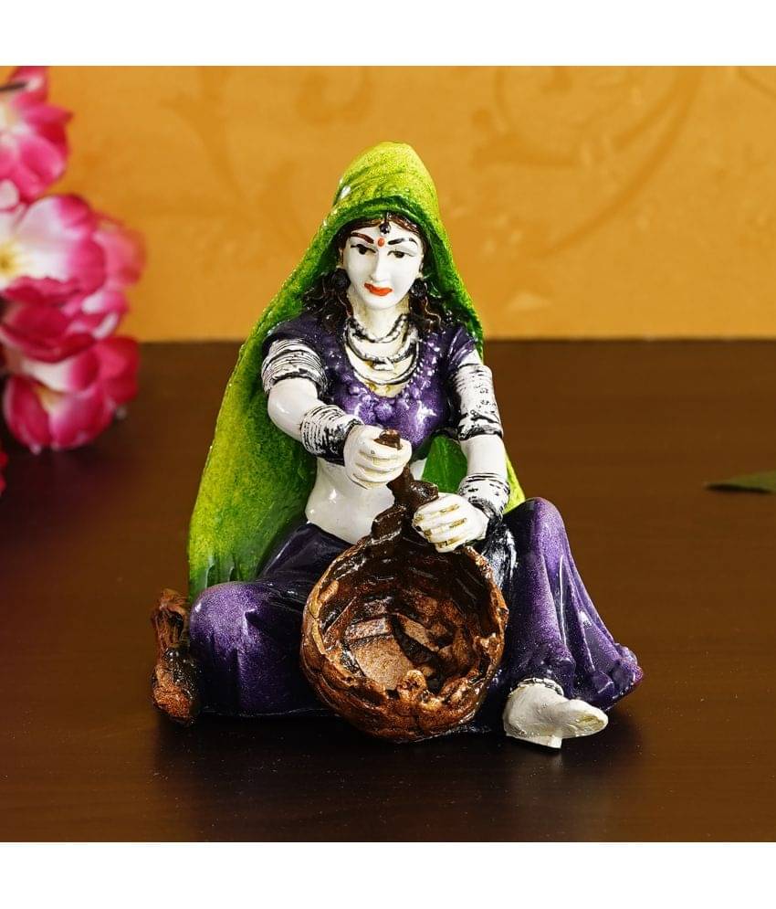 eCraftIndia Green & White Rajasthani Lady Creating Craft Product Handcrafted Showpiece eCraftIndia Green & White Rajasthani Lady Creating Craft Product Handcrafted Showpiece