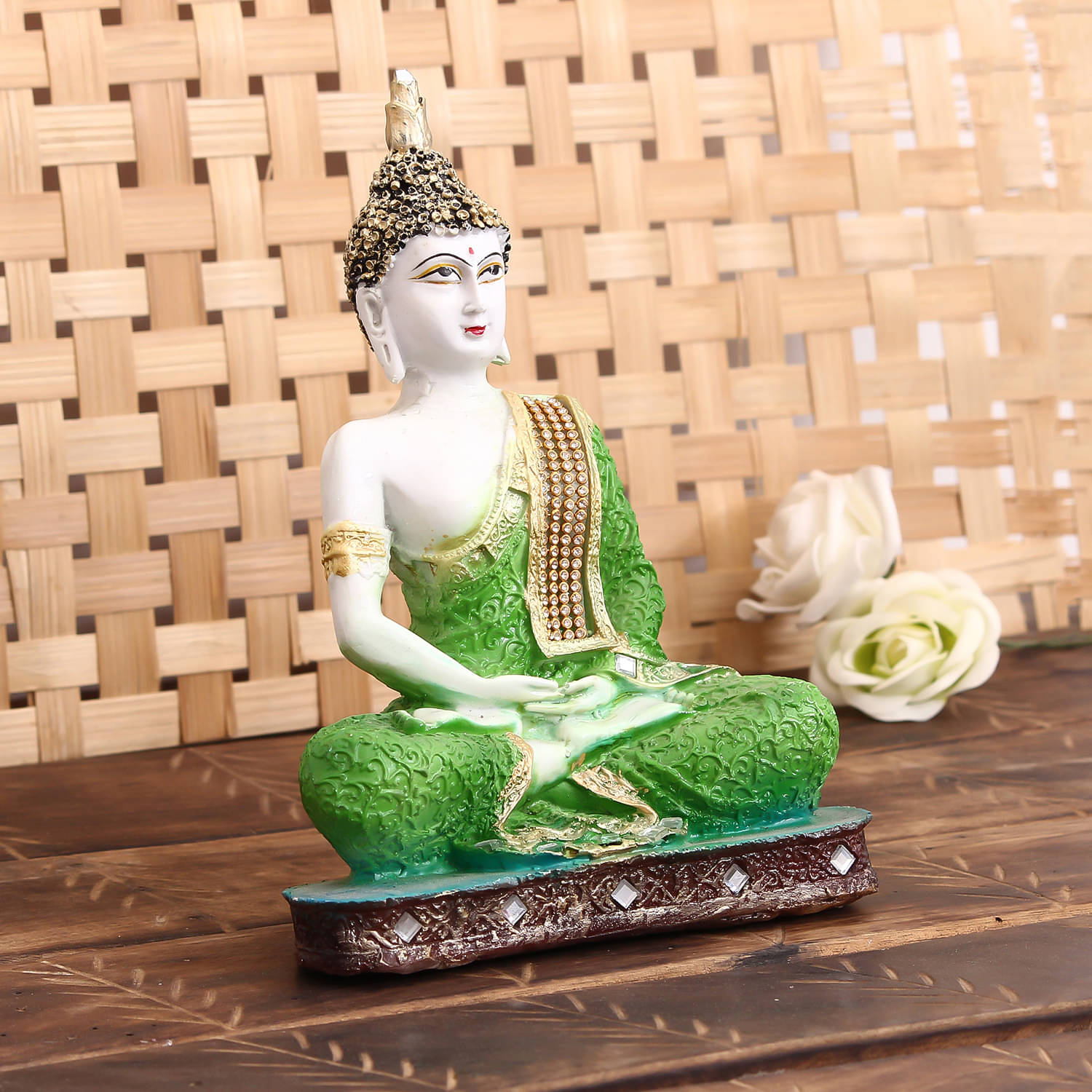 eCraftIndia Green & White Buddha Decorative Showpiece eCraftIndia Green & White Buddha Decorative Showpiece
