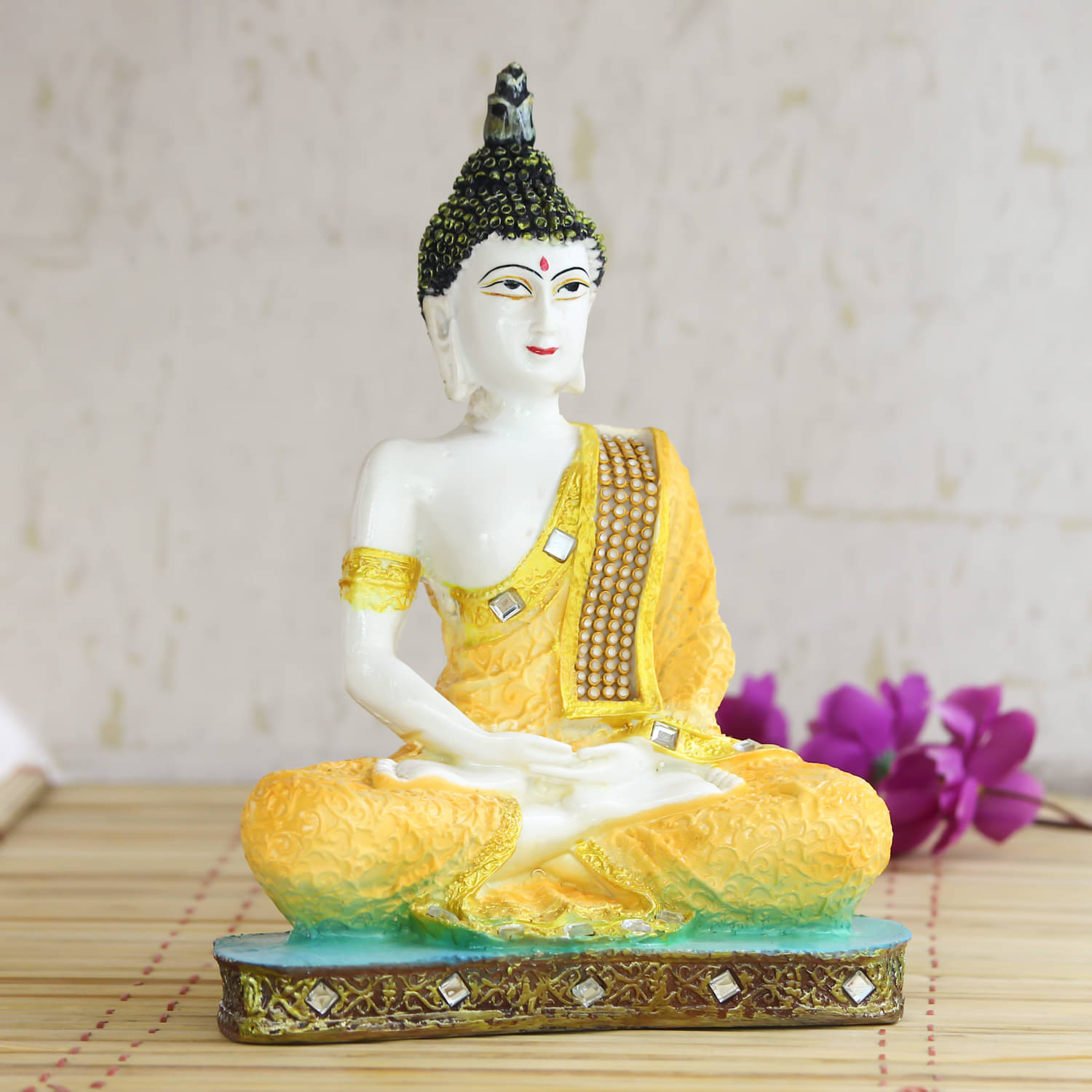 eCraftIndia White & Yellow Meditating Lord Buddha Showpiece eCraftIndia White & Yellow Meditating Lord Buddha Showpiece