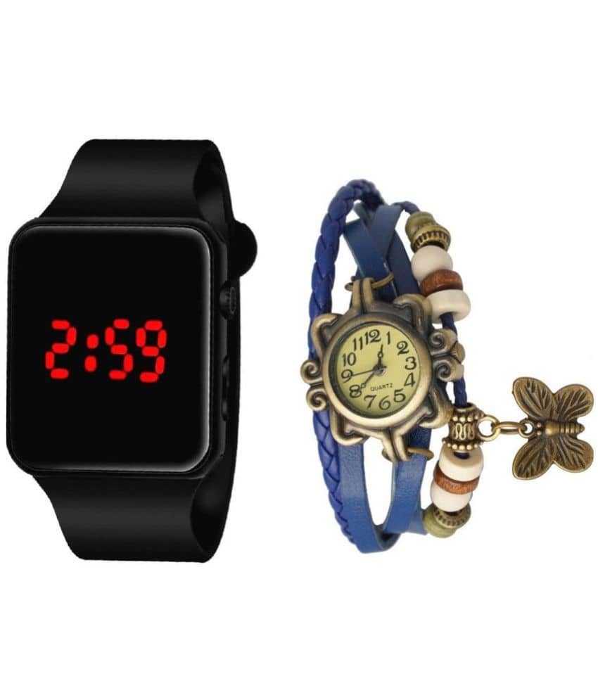 DECLASSE - Black Leather Analog-Digital Couple's Watch