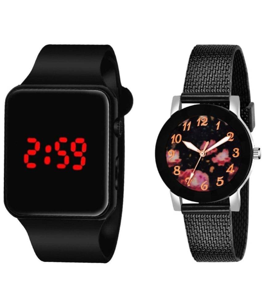    			DECLASSE - Black PU Analog Couple's Watch