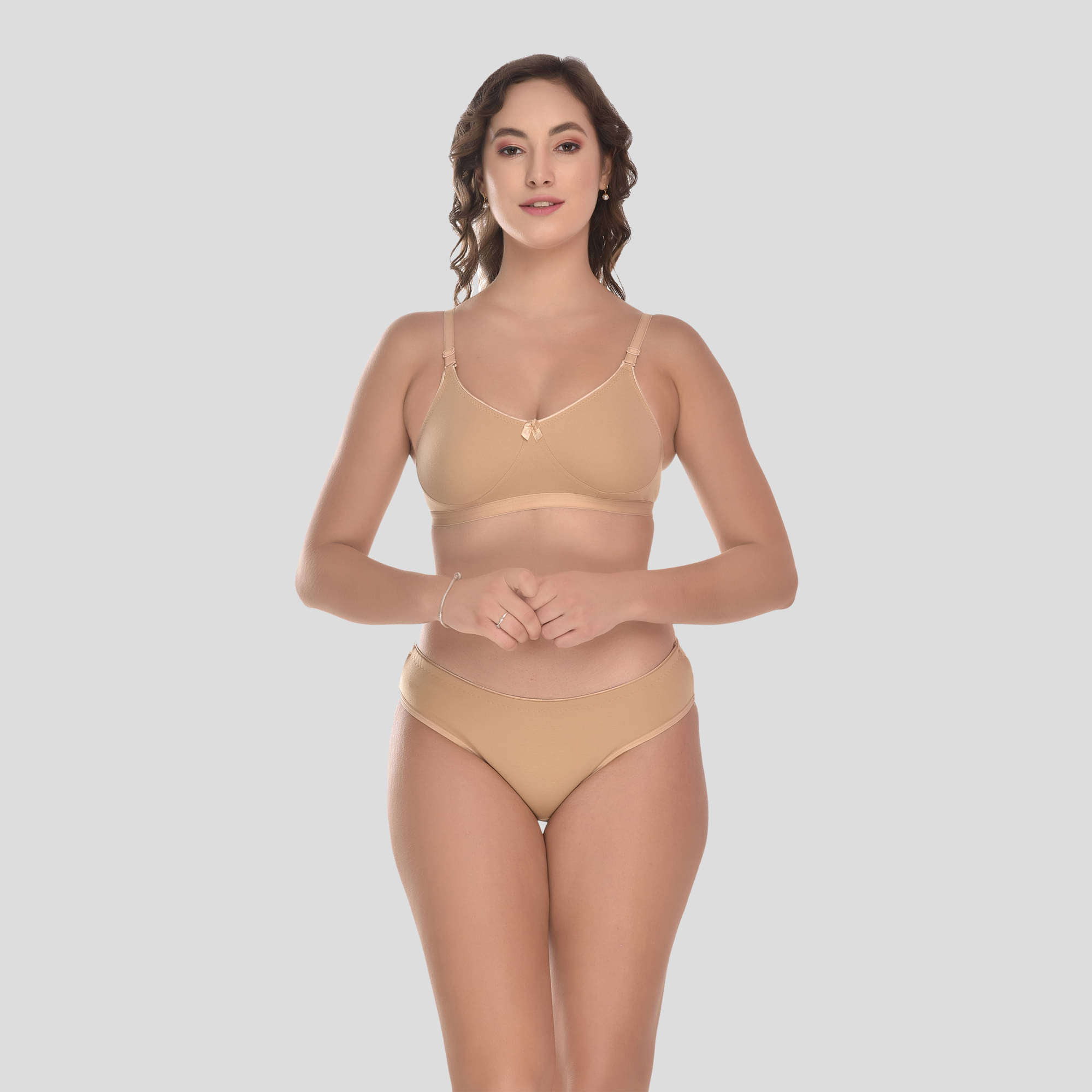     			Elina Cotton Women's Bra & Panty Set ( Beige )