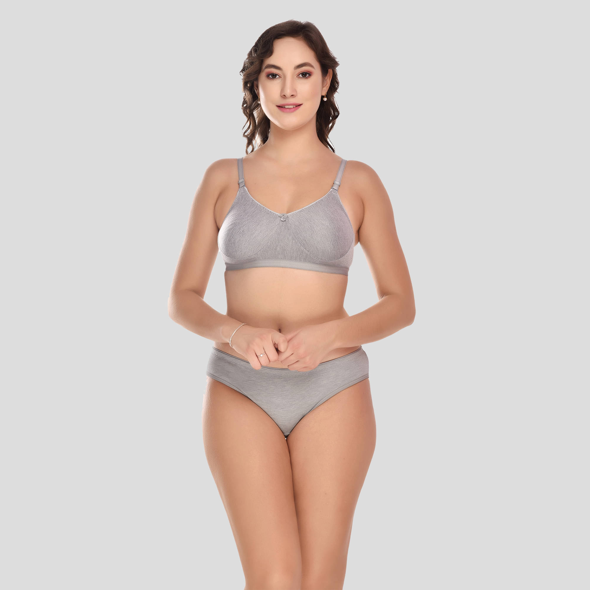     			Elina Cotton Women's Bra & Panty Set ( Dark Grey )
