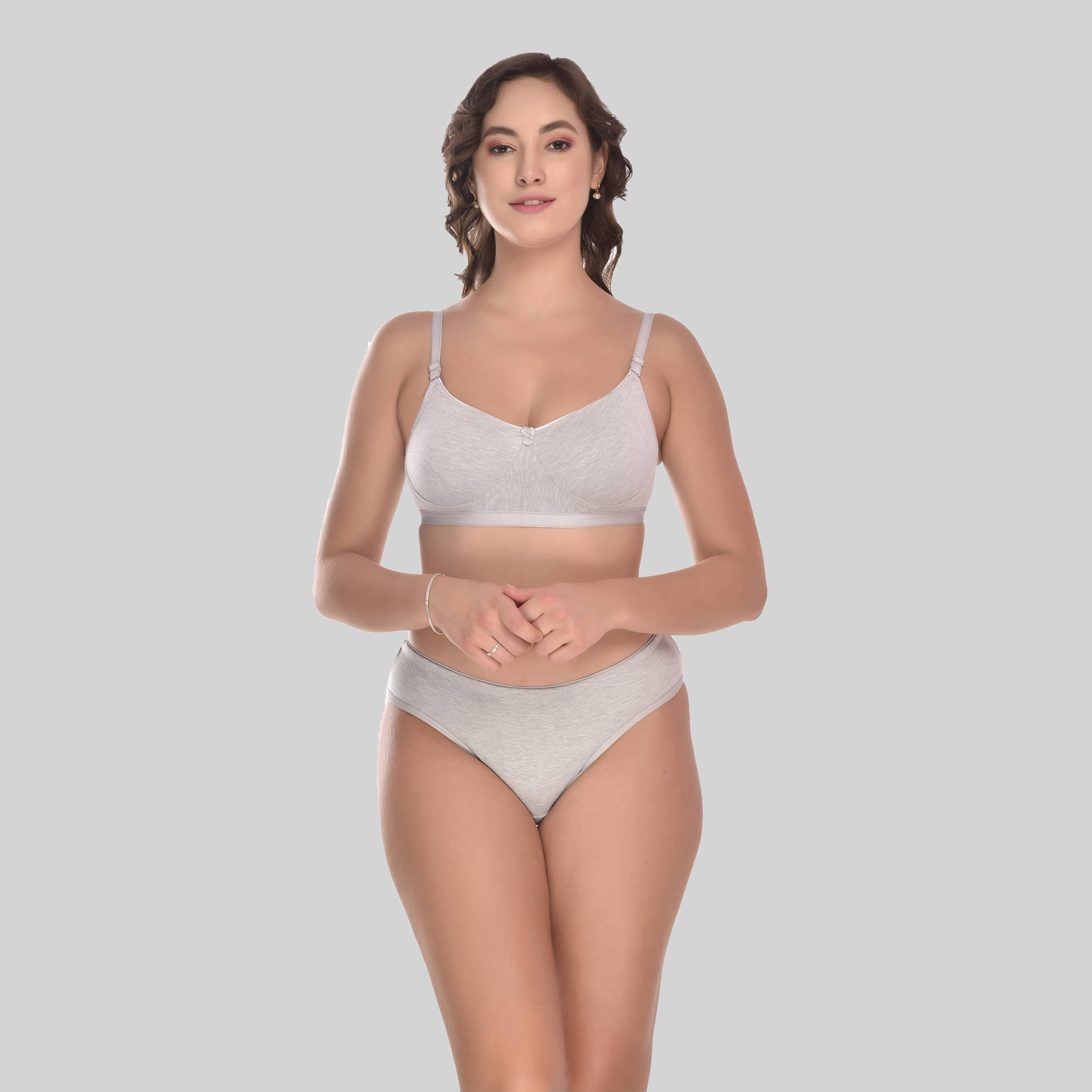 Elina Cotton Women's Bra & Panty Set ( Light Grey ) Elina Cotton Women's Bra & Panty Set ( Light Grey )