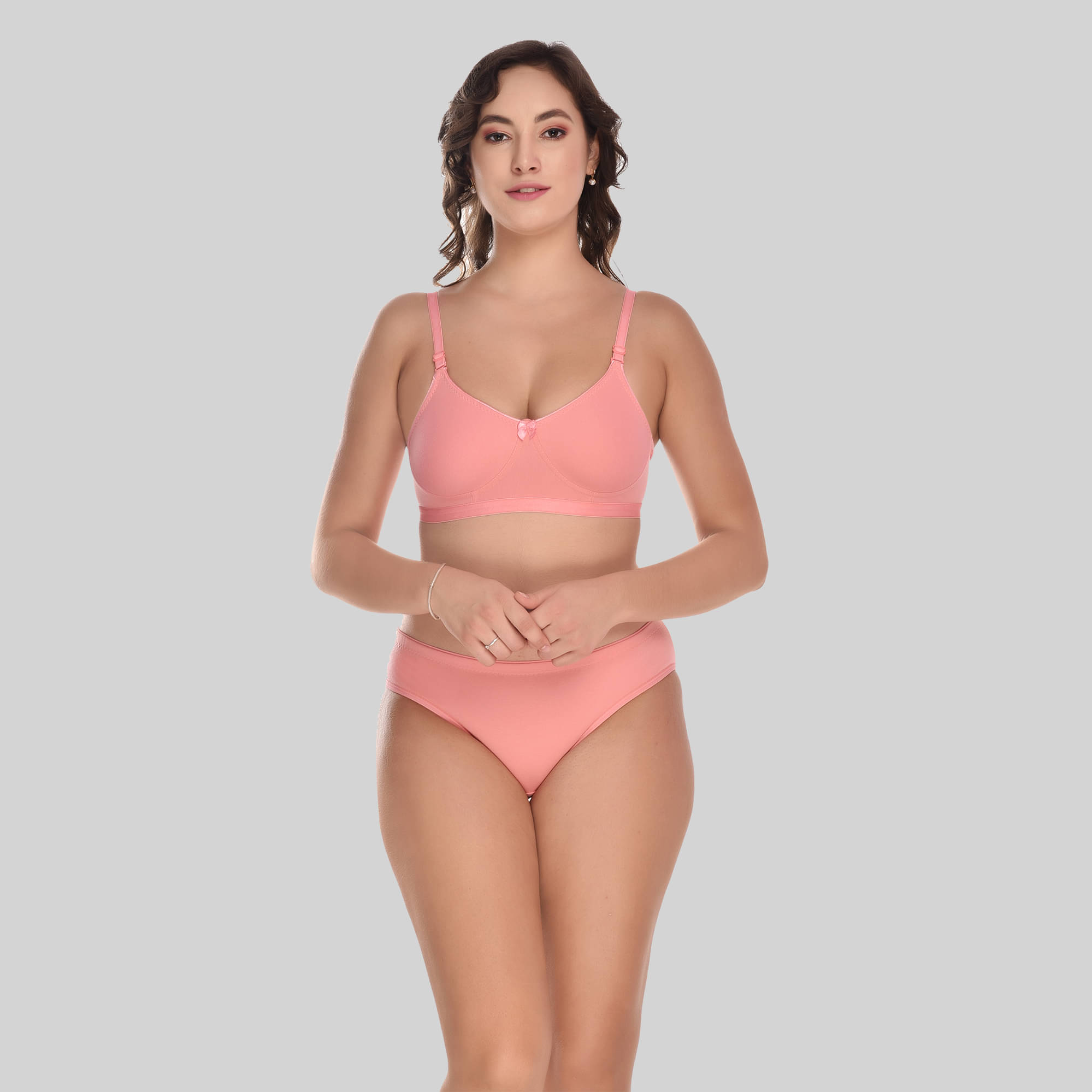    			Elina Cotton Women's Bra & Panty Set ( Peach )