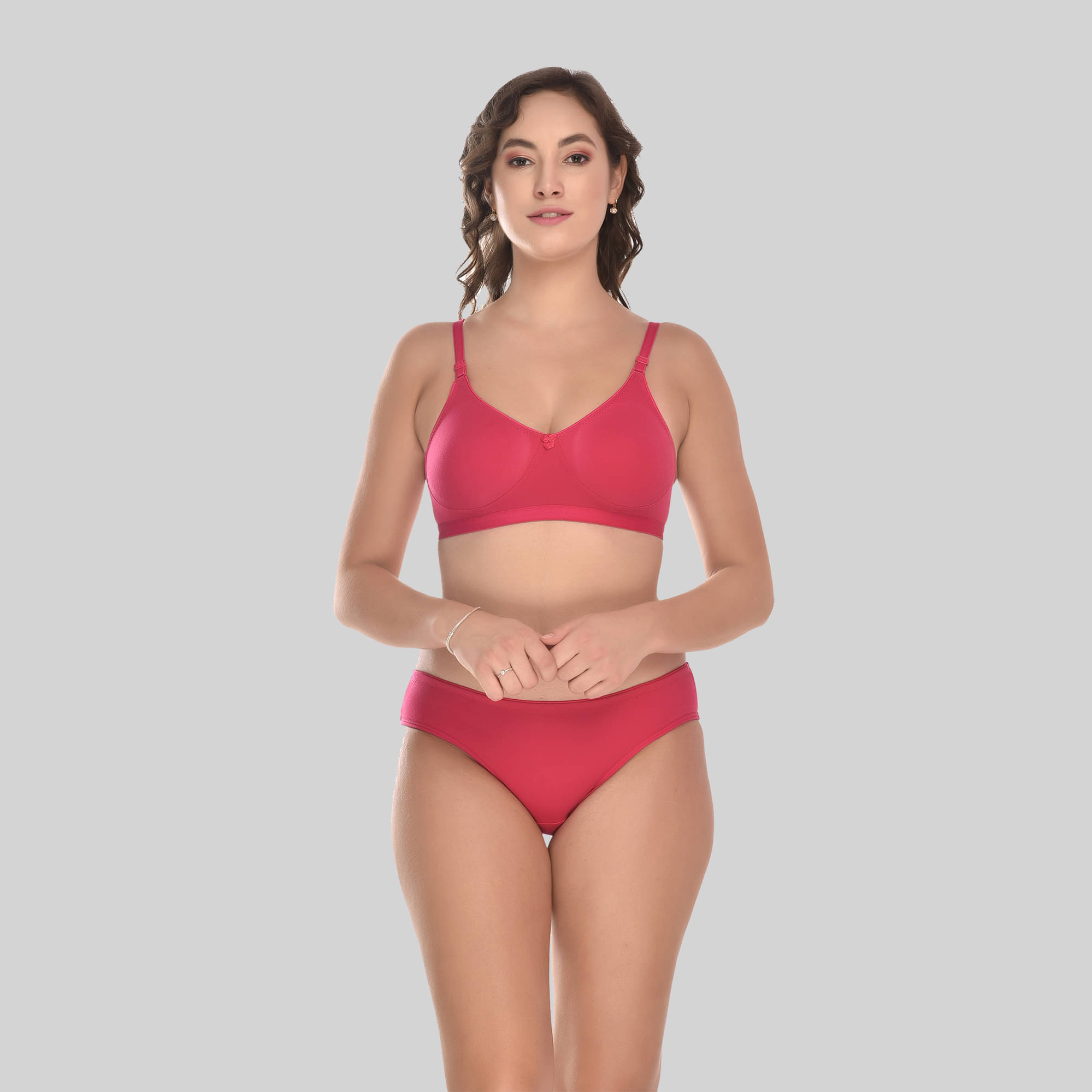     			Elina Cotton Women's Bra & Panty Set ( Pink )