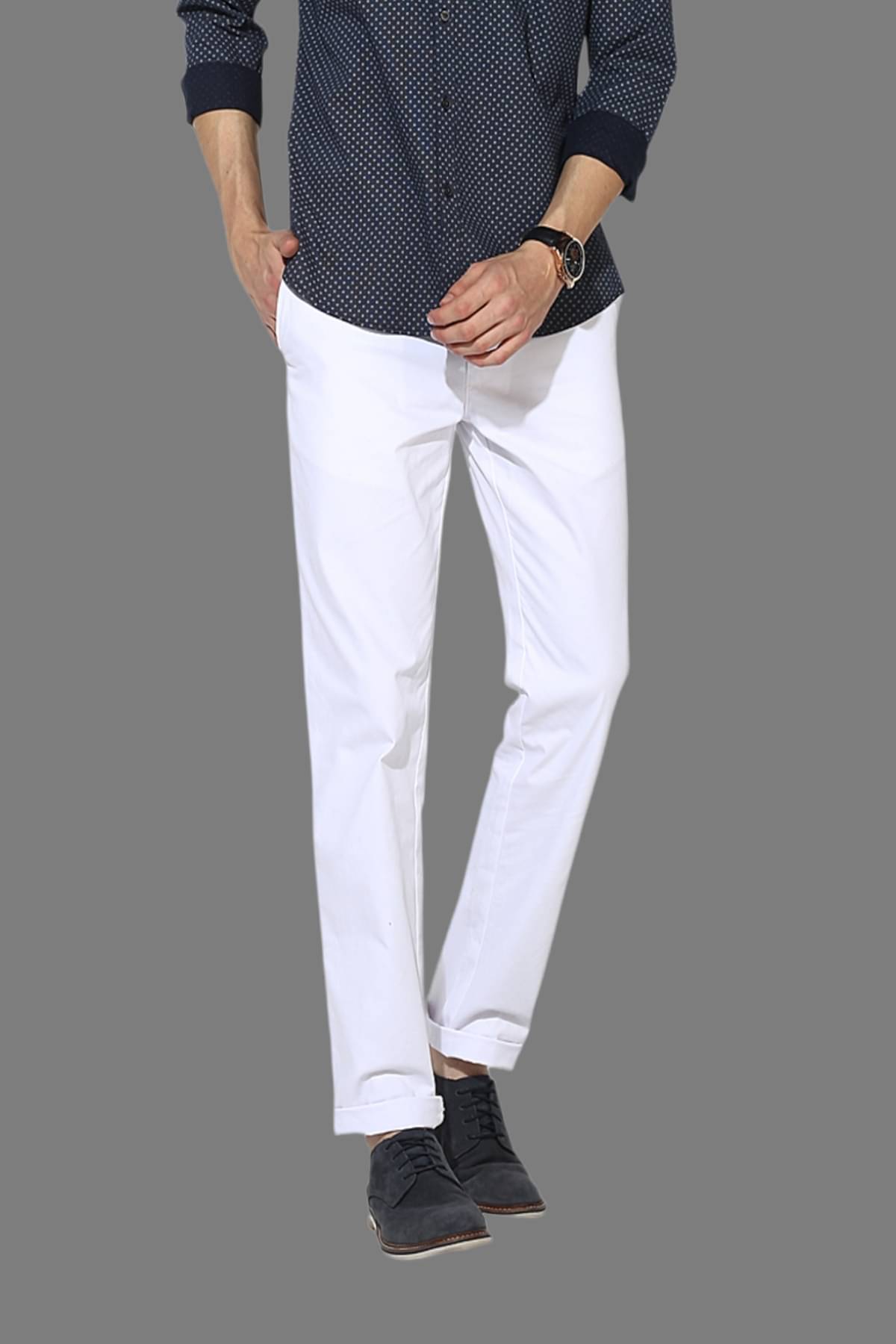     			HALOGEN - White Cotton Lycra Skinny - Fit Men's Chinos ( Pack of 1 )