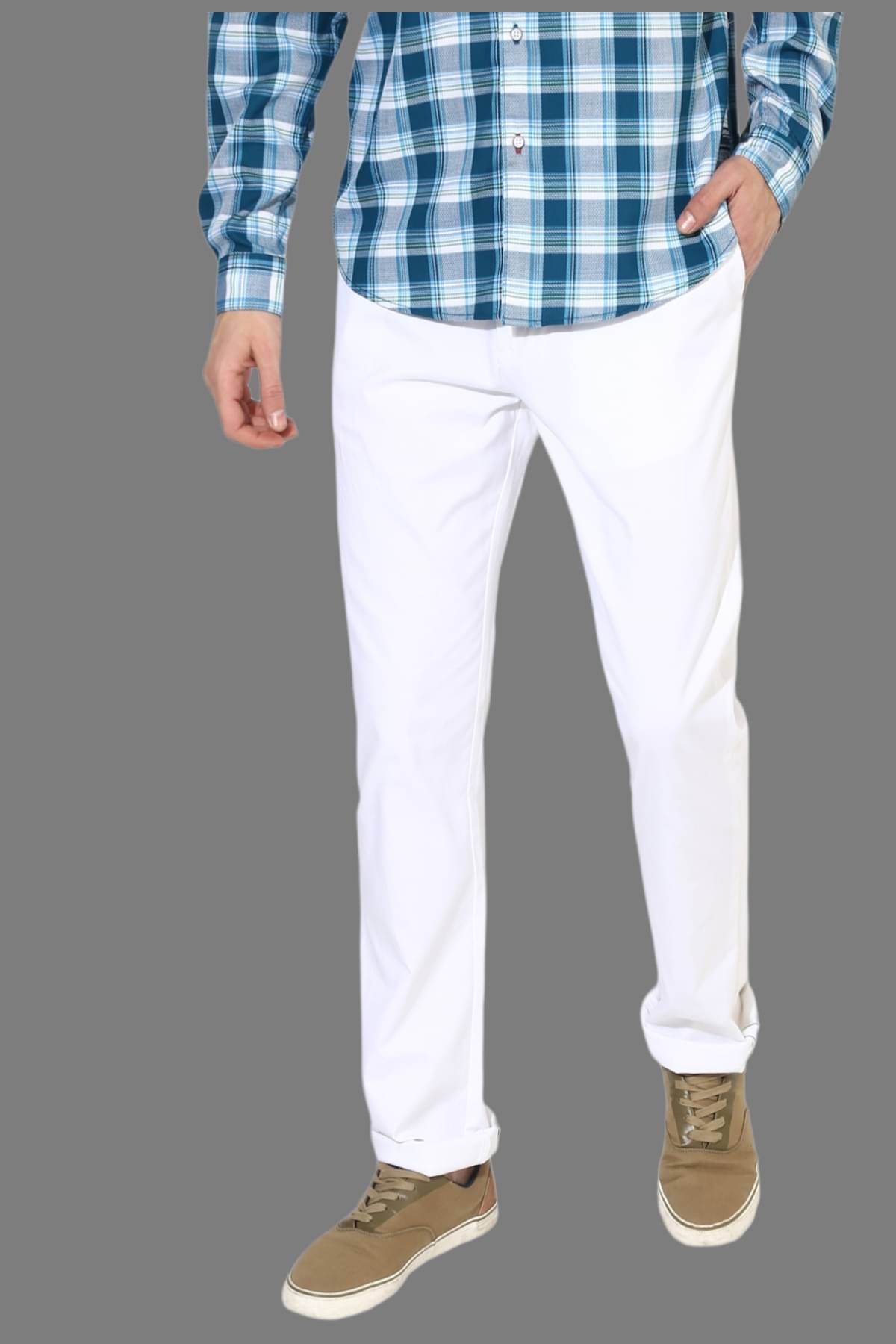     			HALOGEN - White Cotton Lycra Skinny - Fit Men's Chinos ( Pack of 1 )