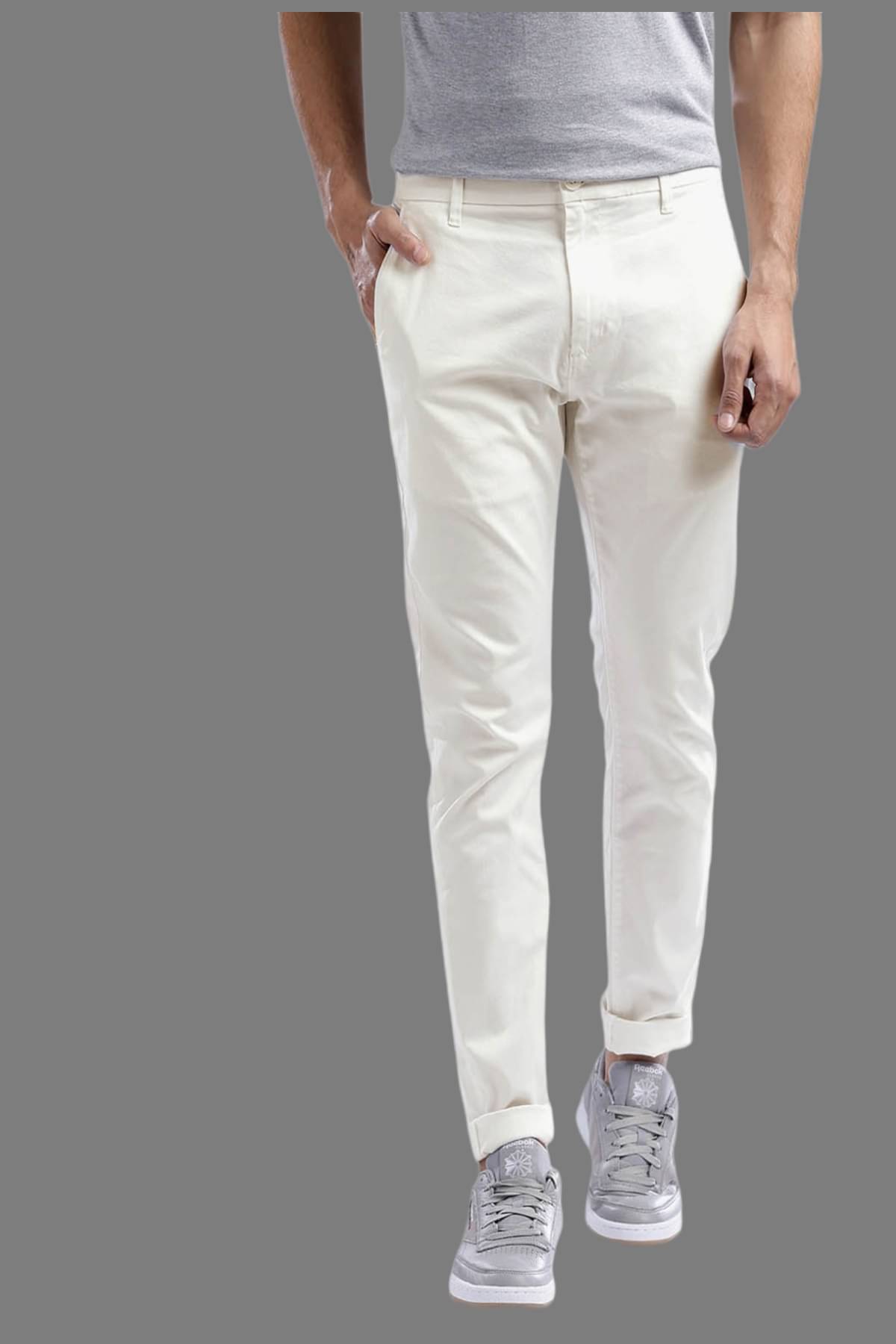     			HALOGEN - White Cotton Lycra Skinny - Fit Men's Chinos ( Pack of 1 )