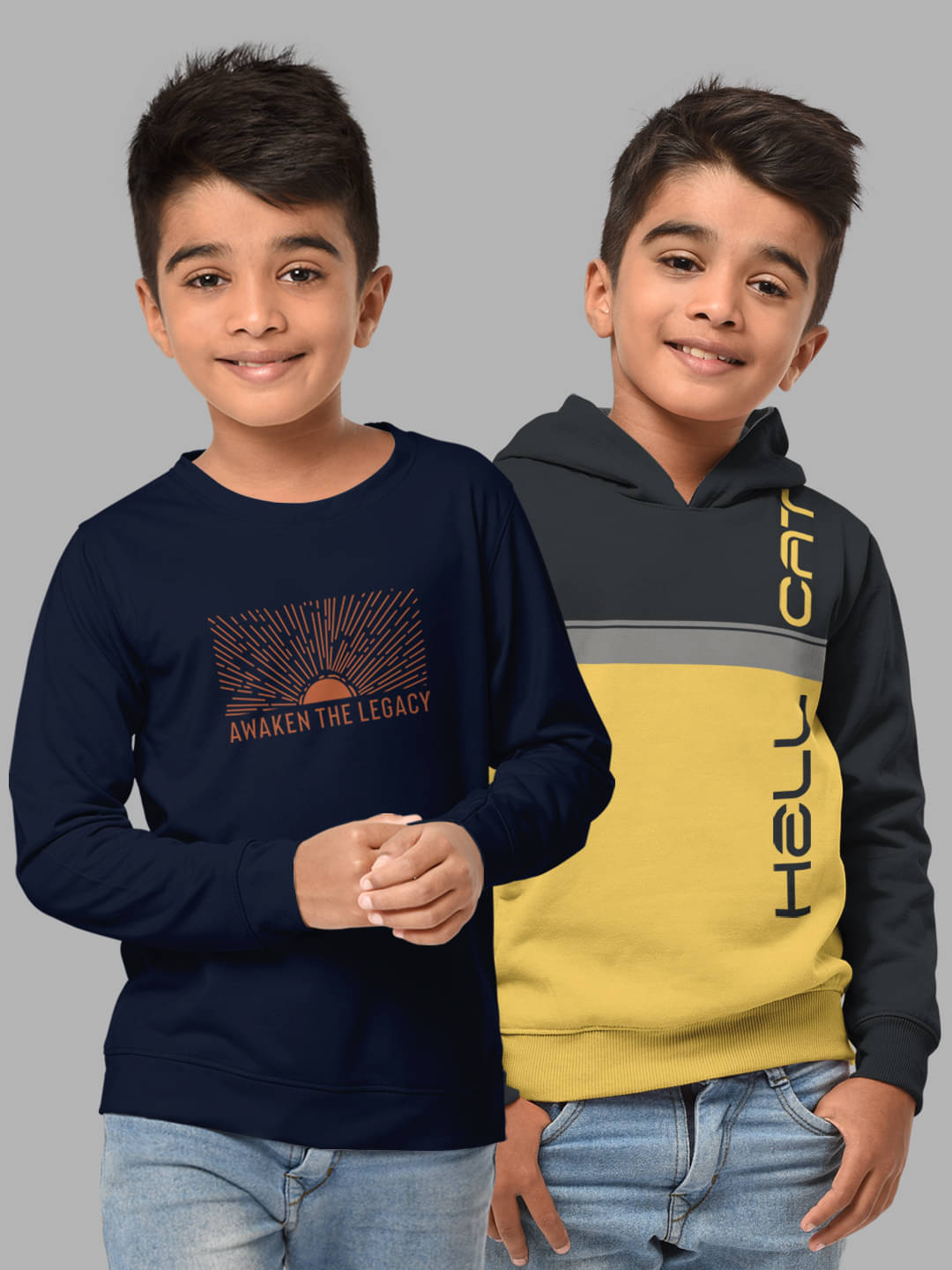     			HELLCAT Pack of 2 Boys Cotton Blend Sweatshirt ( Multicolor3 )