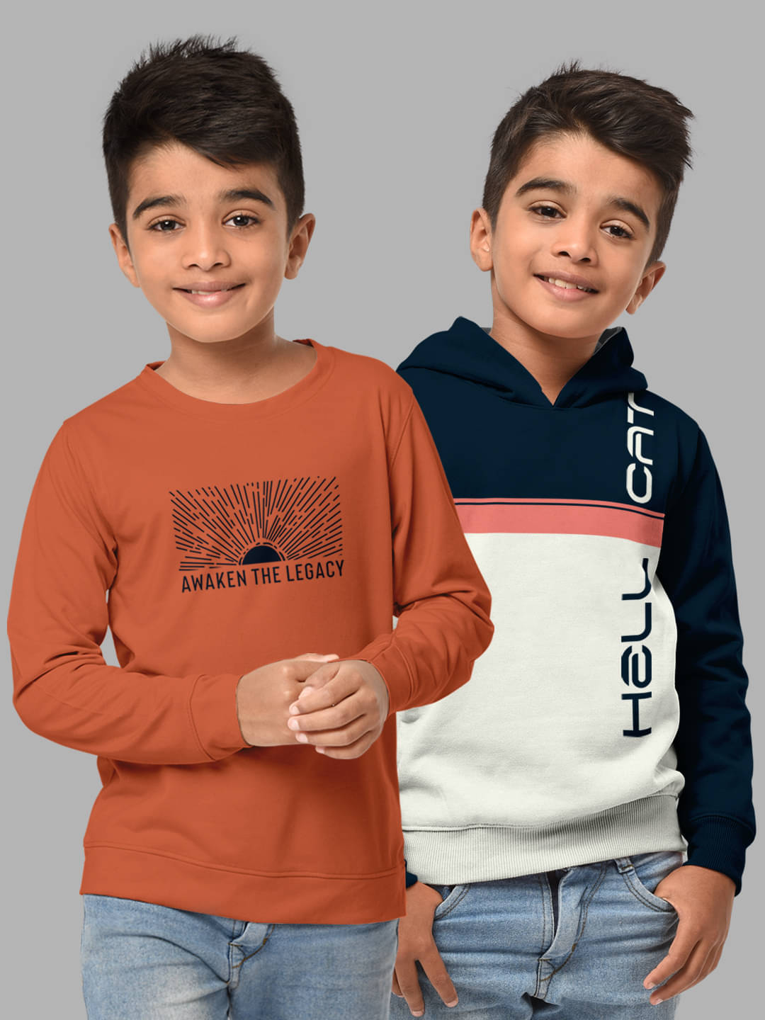     			HELLCAT Pack of 2 Boys Cotton Blend Sweatshirt ( Multicolor2 )